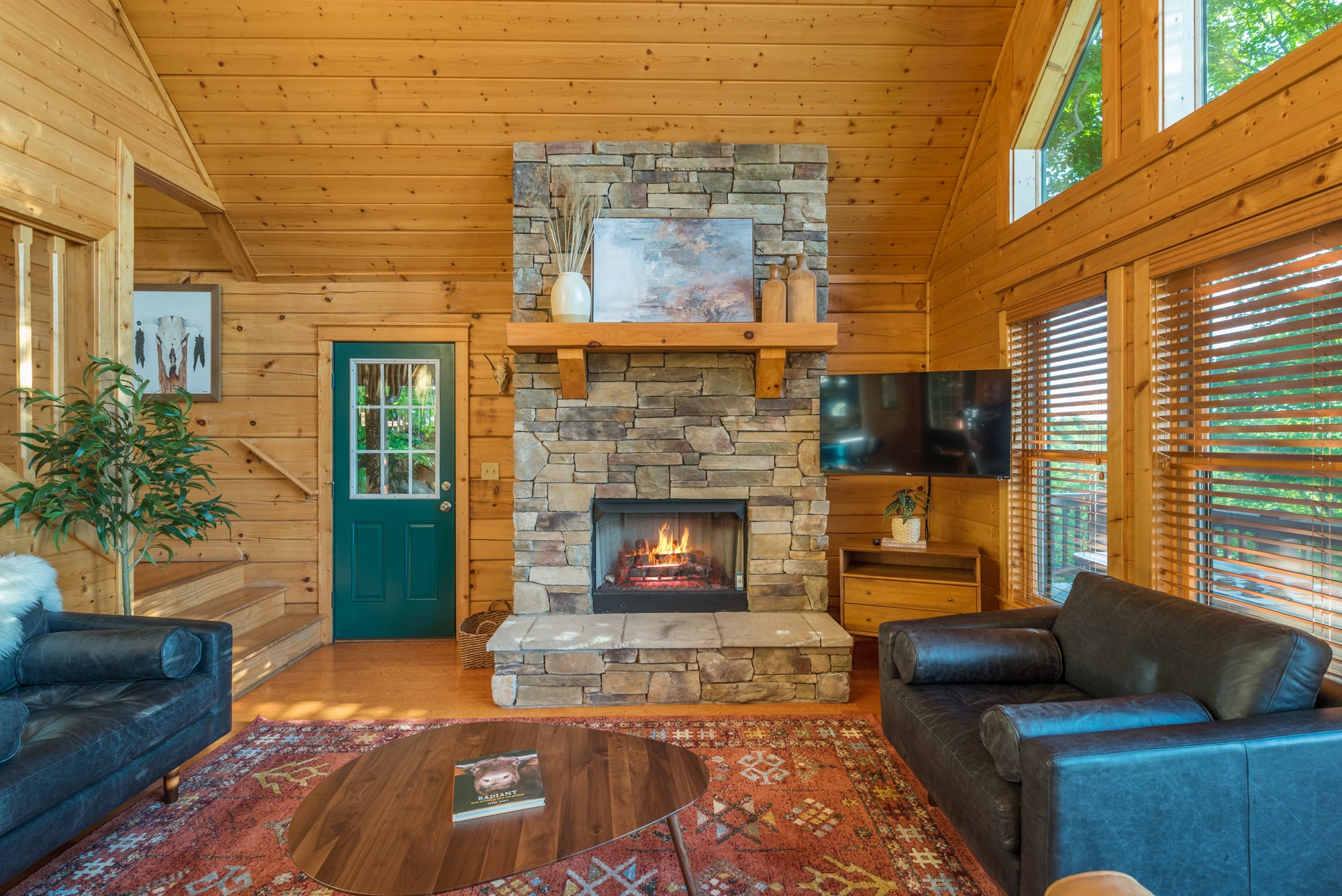 Cabin 1 - Open concept living, rining and kitchen with amazing views!