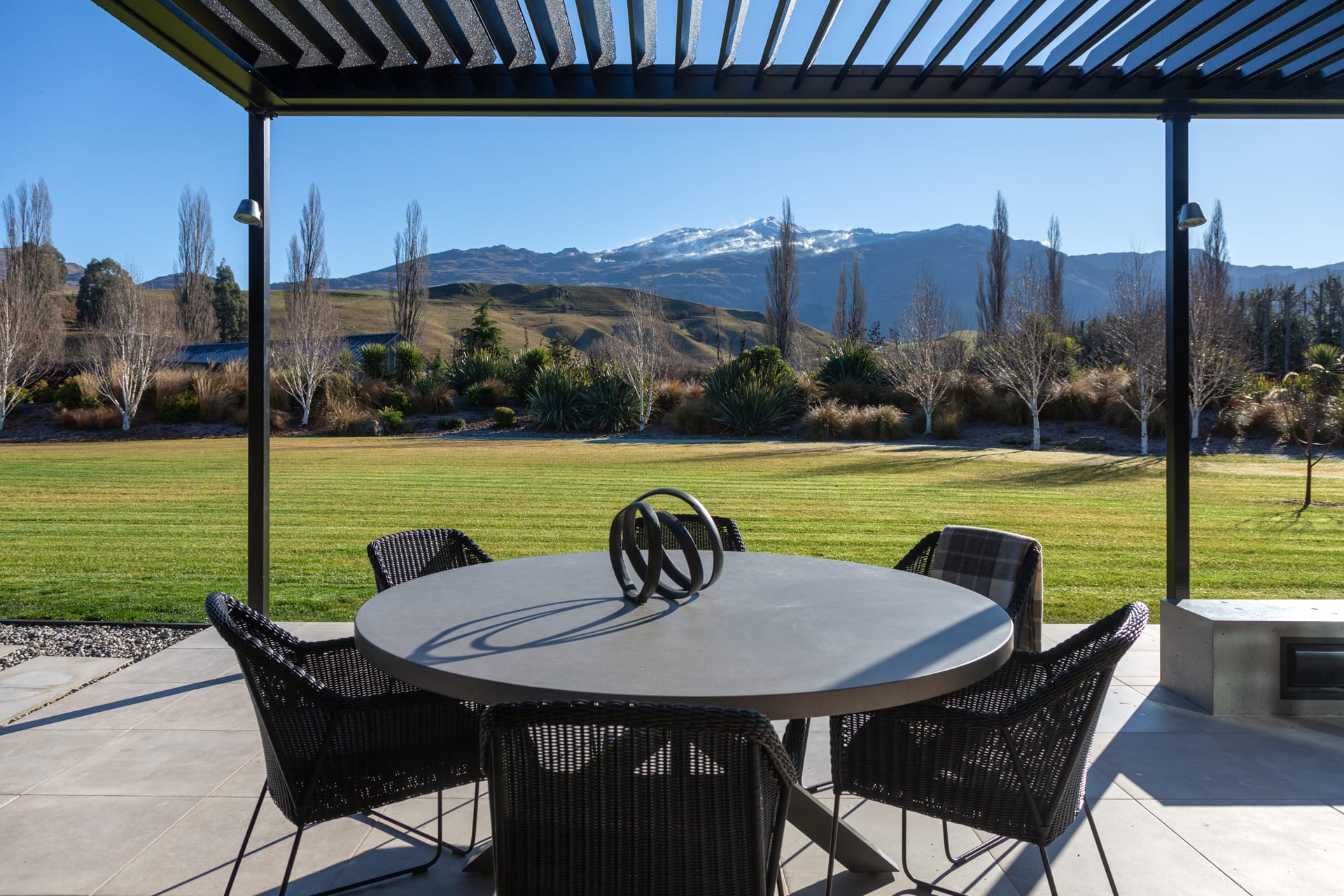 Outdoor dining with stunning mountain views