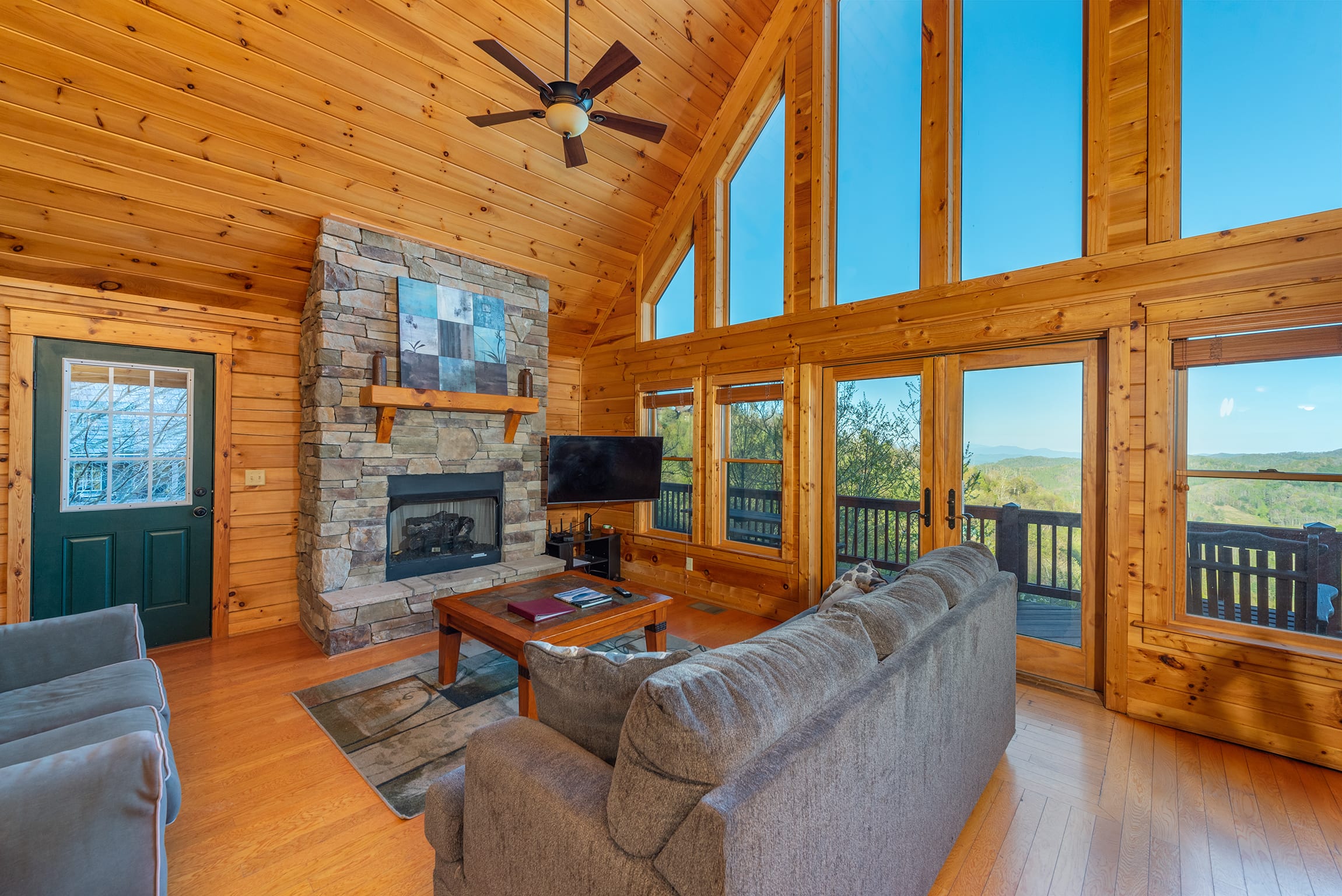 Open concept living and dining rooms with views of the mountains!
