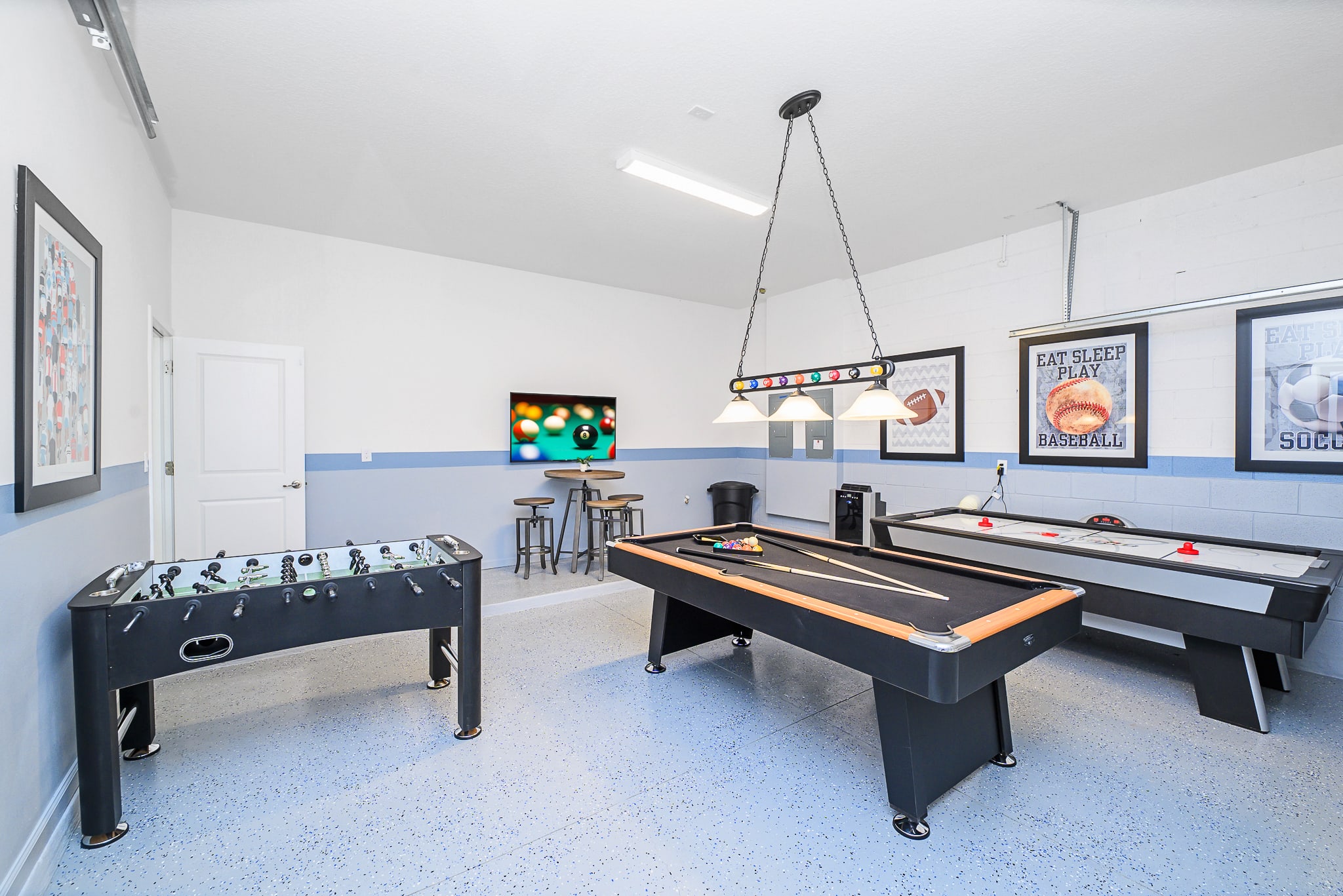 Private Games Room with Air Hockey, Pool Table and Foosball