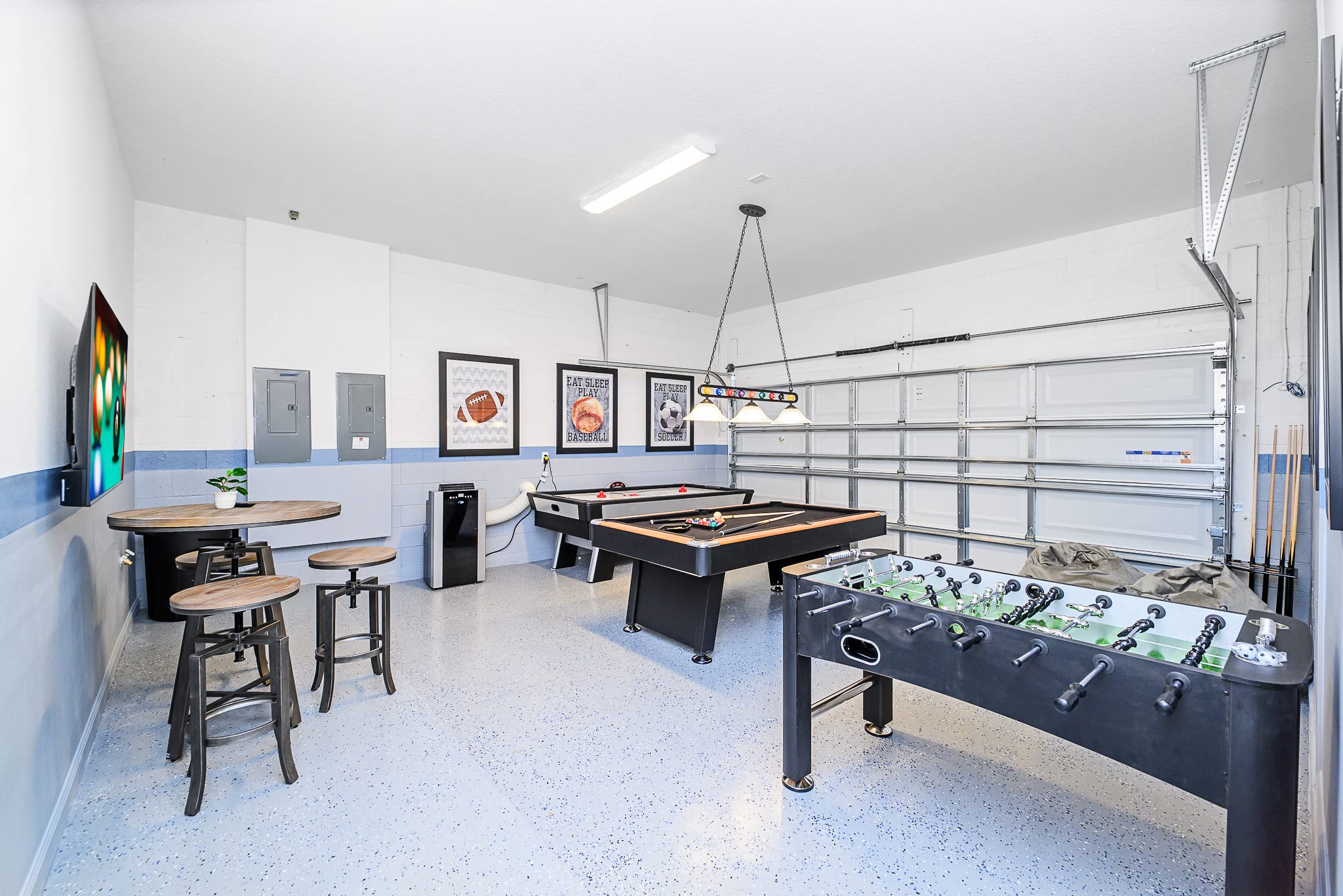 Private Private Games Room with Air Hockey, Pool Table and Foosball Room