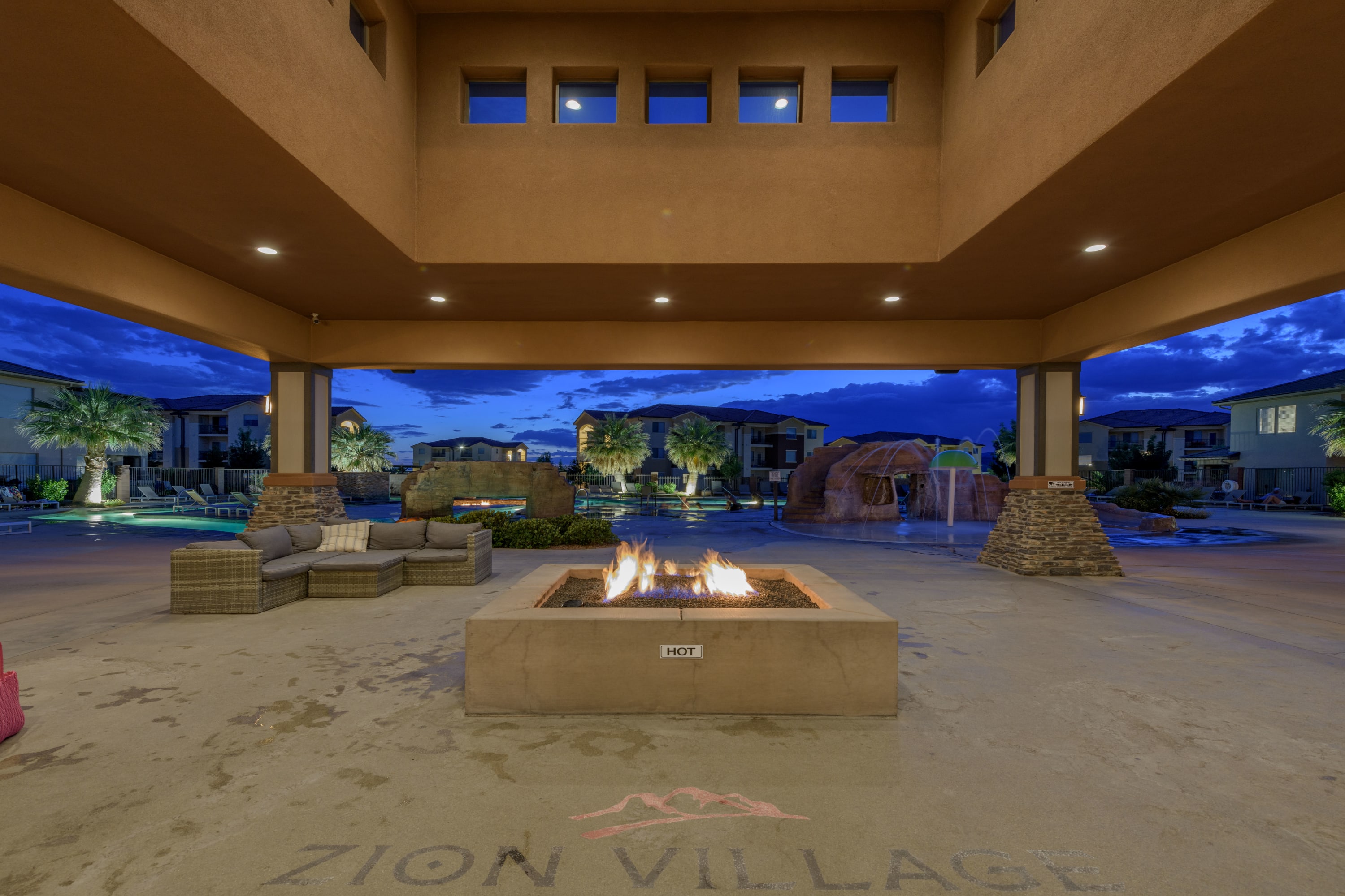 TWO firepits near the pool! Kids will love the splash pad and lazy river!