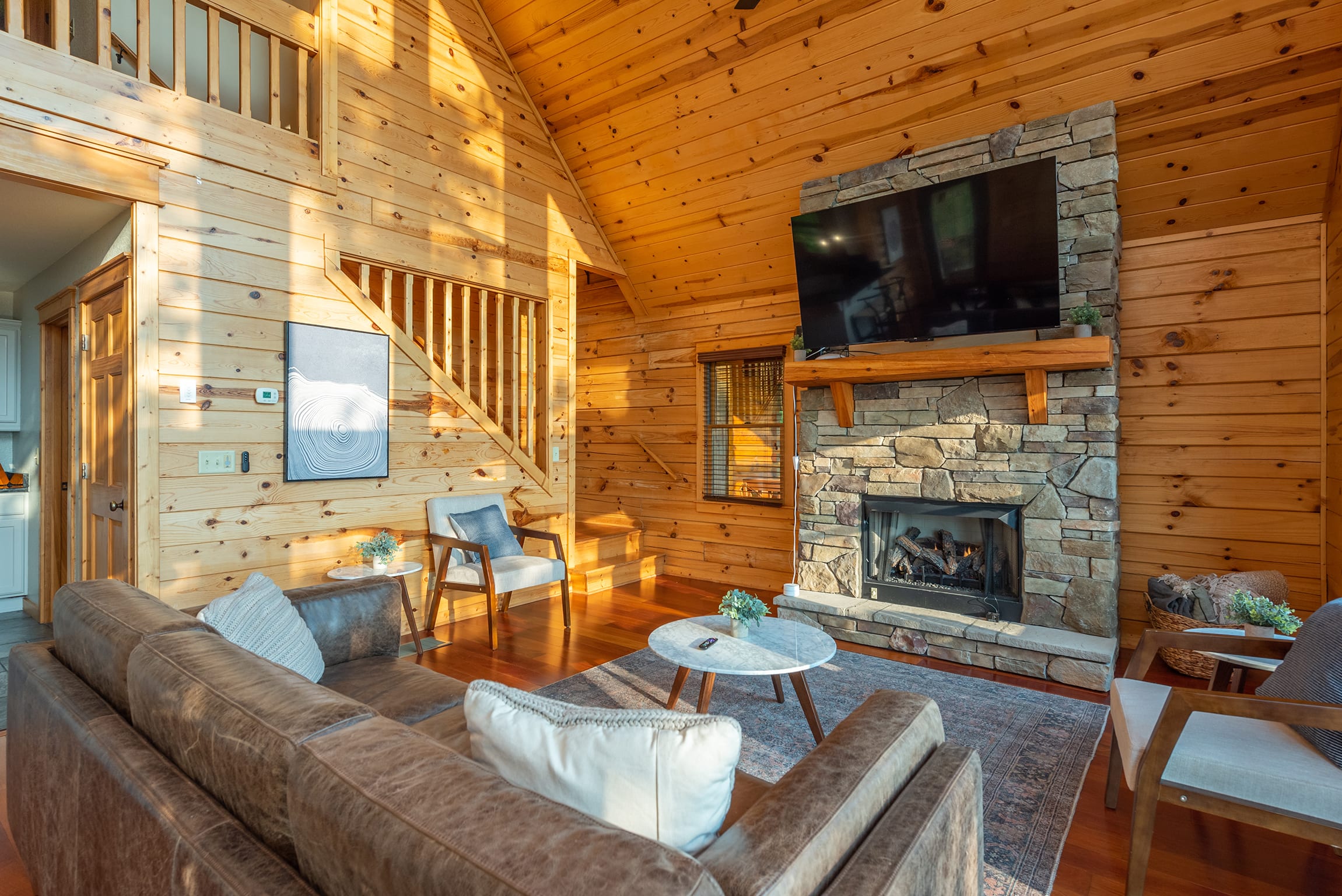 Cabin 2 - Cozy up in the main floor living room