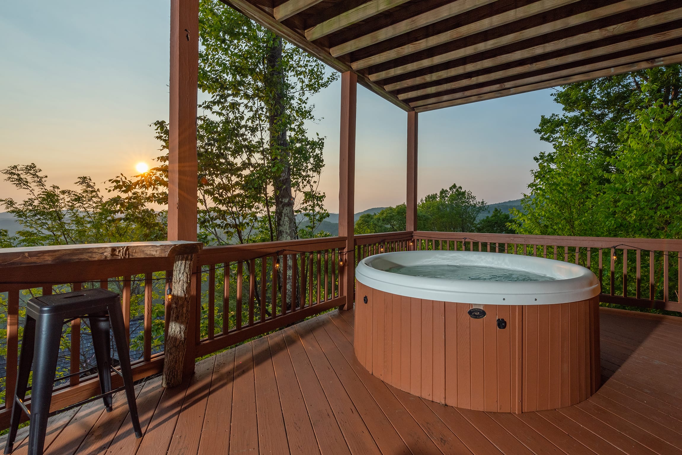 Cabin 2 - soak up the views in the hot tub on the lower deck!