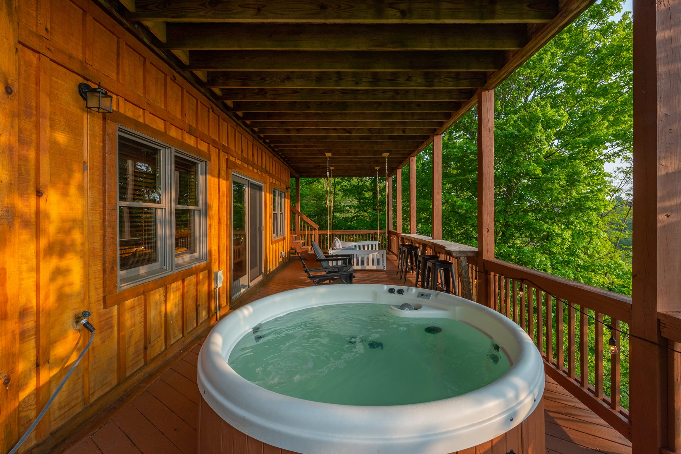 Cabin 2 - soak up the views in the hot tub on the lower deck!