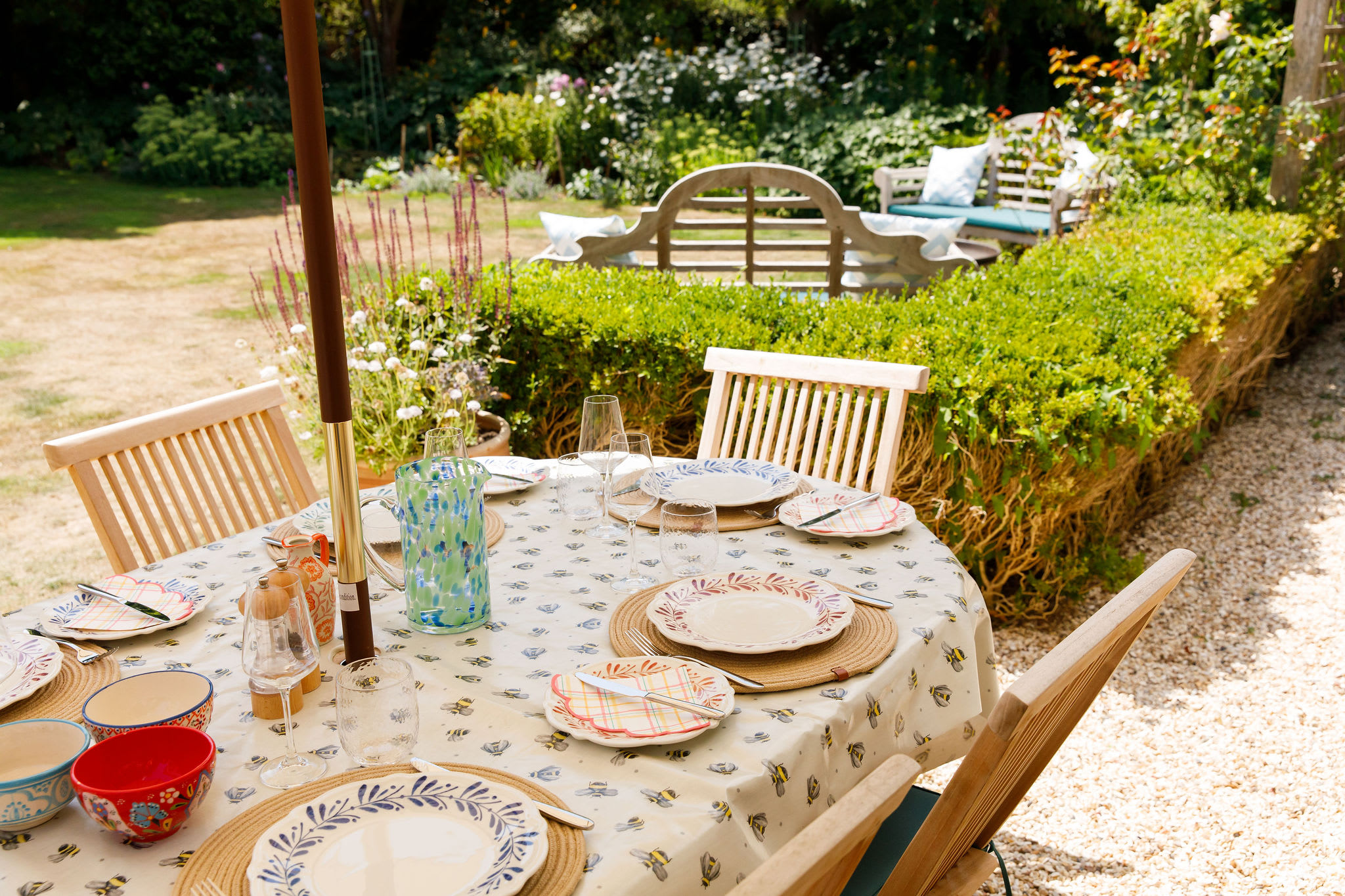 In the garden you will find outdoor dining furniture to seat 10 along with bench seating.
