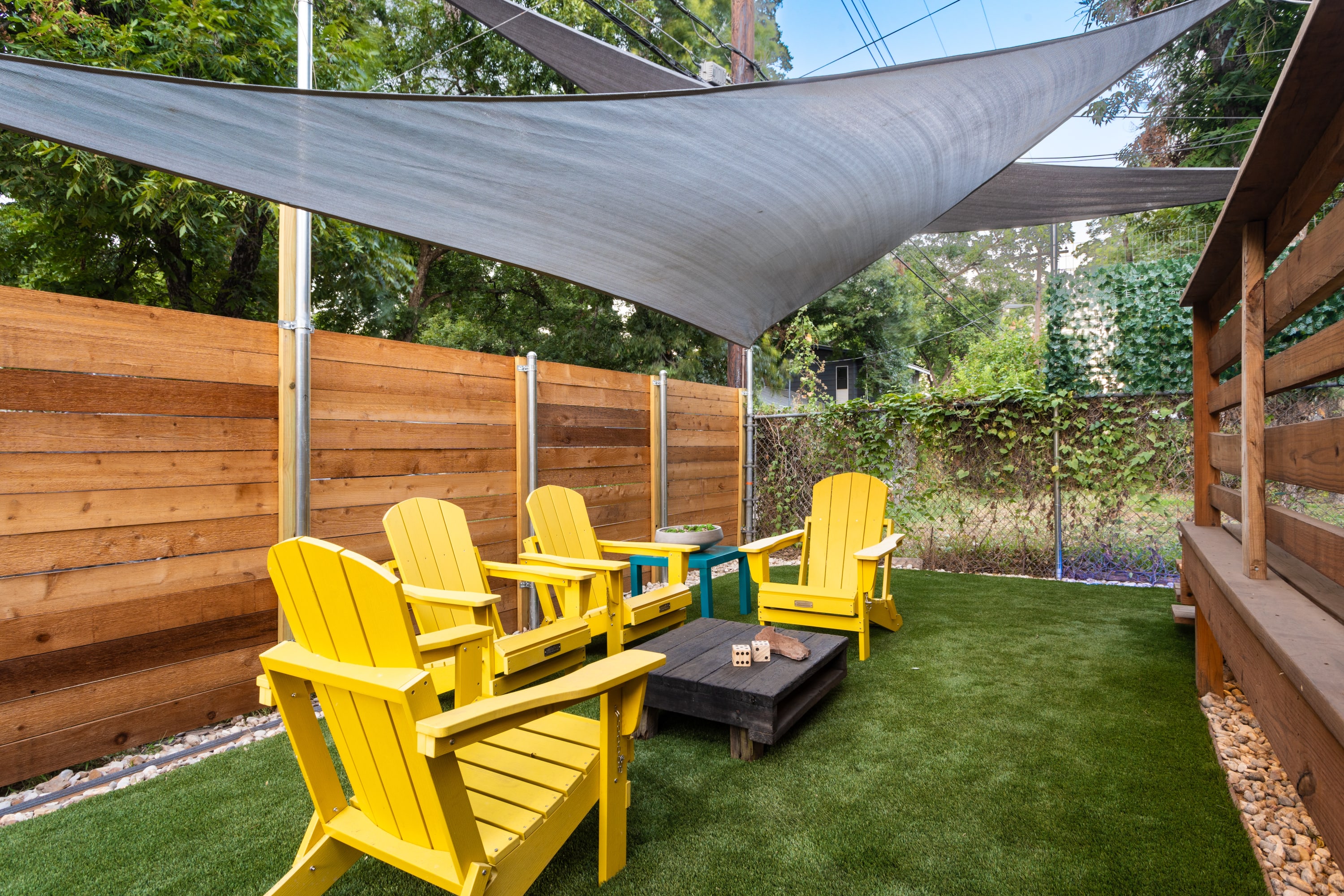 Backyard Lounge Chairs with Shady Canopy