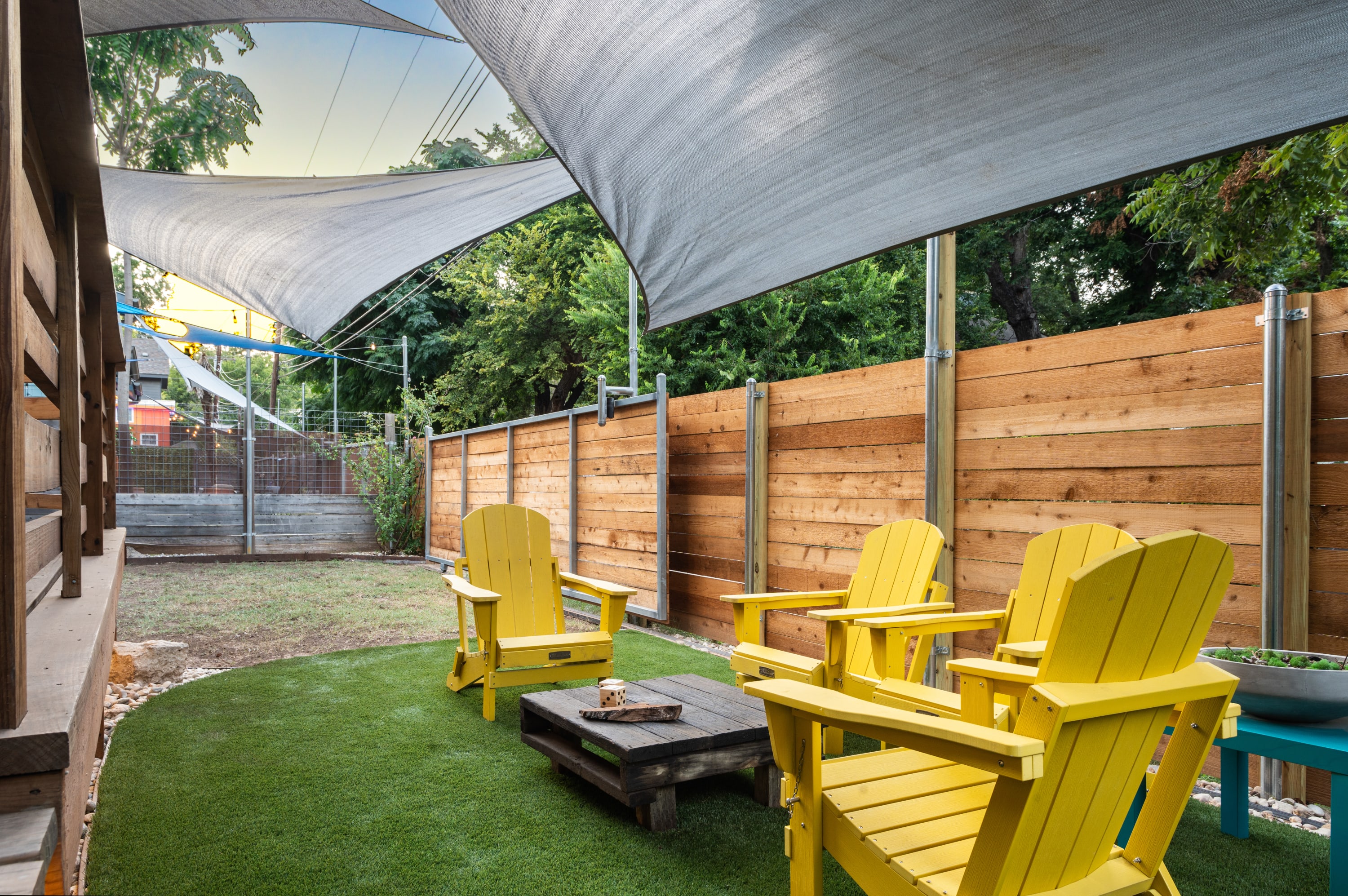 Backyard Lounge Area with Shady Canopy