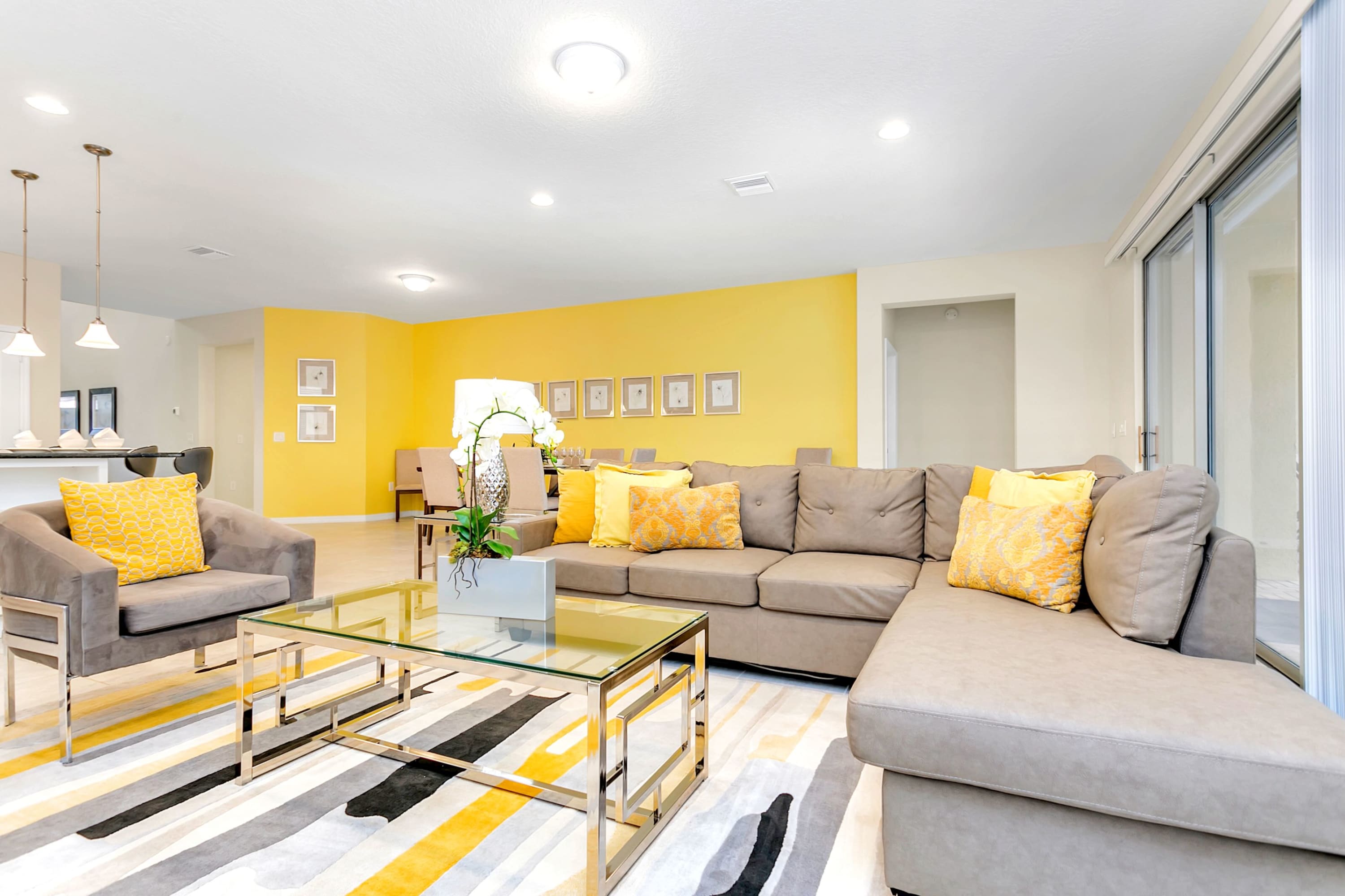 Spacious And Elegant Living Room With Large Smart Tv