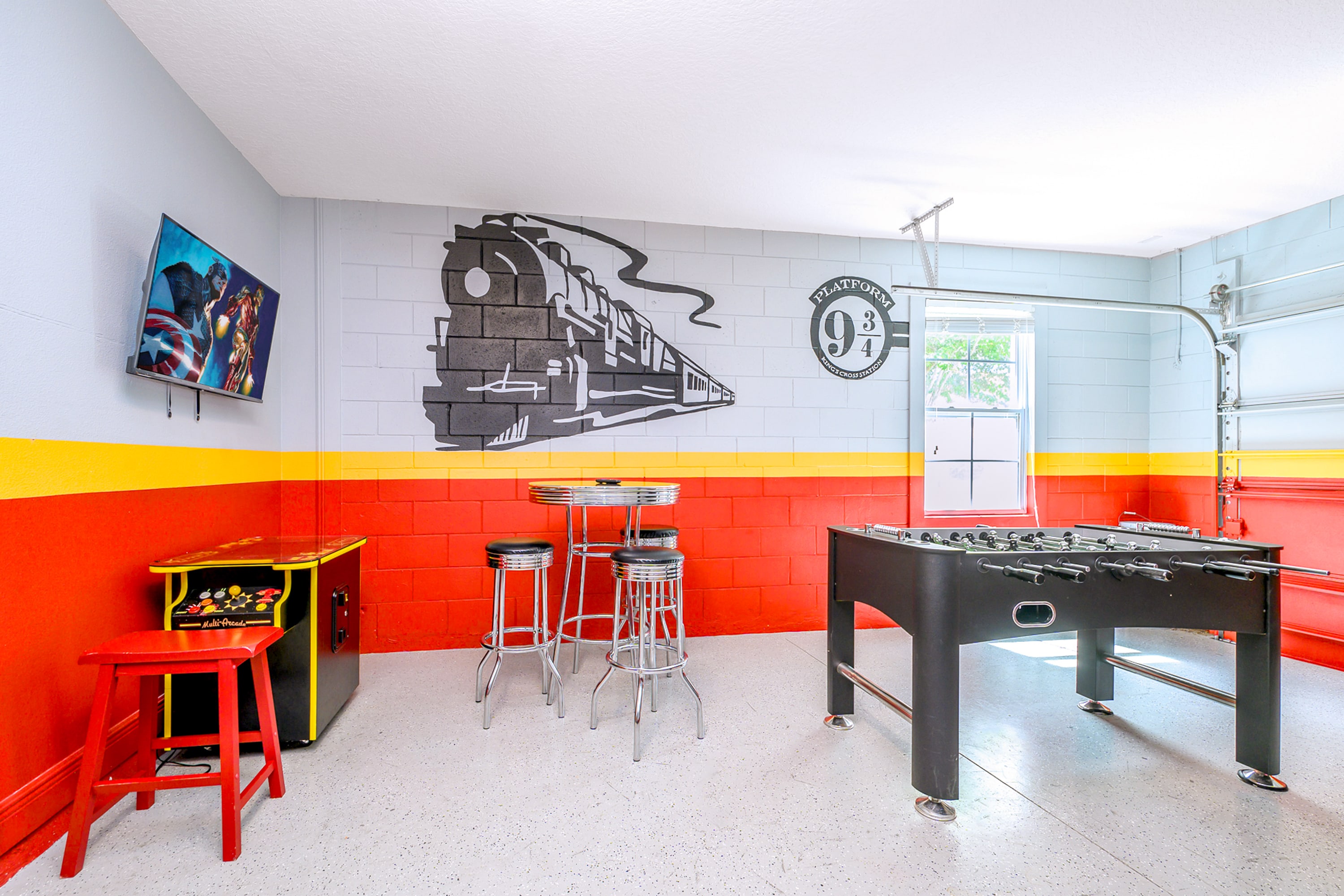 Private Games Room with Foosball, Arcade Games, Table Tennis and Big Screen TV