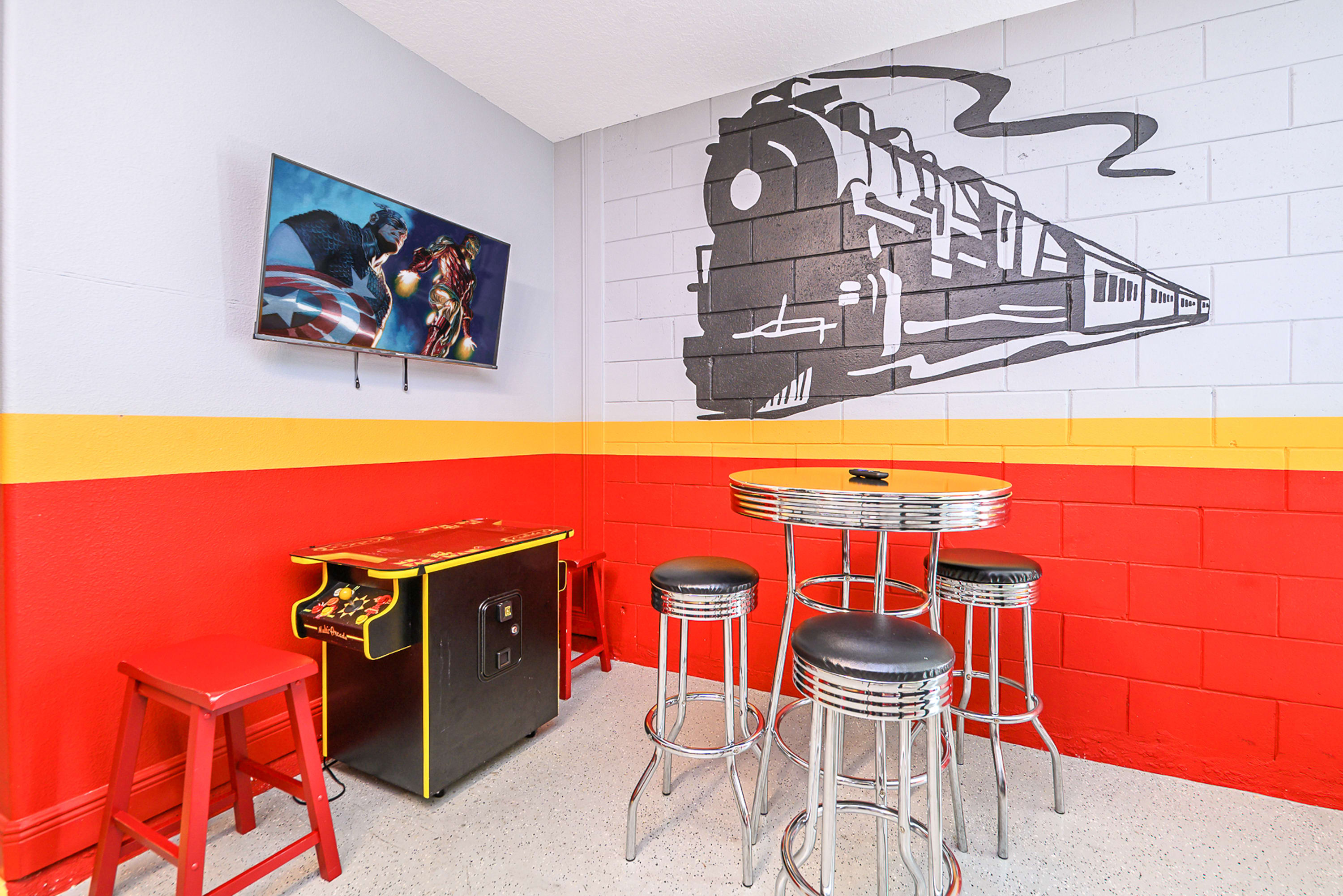 Private Games Room with Foosball, Arcade Games, Table Tennis and Big Screen TV