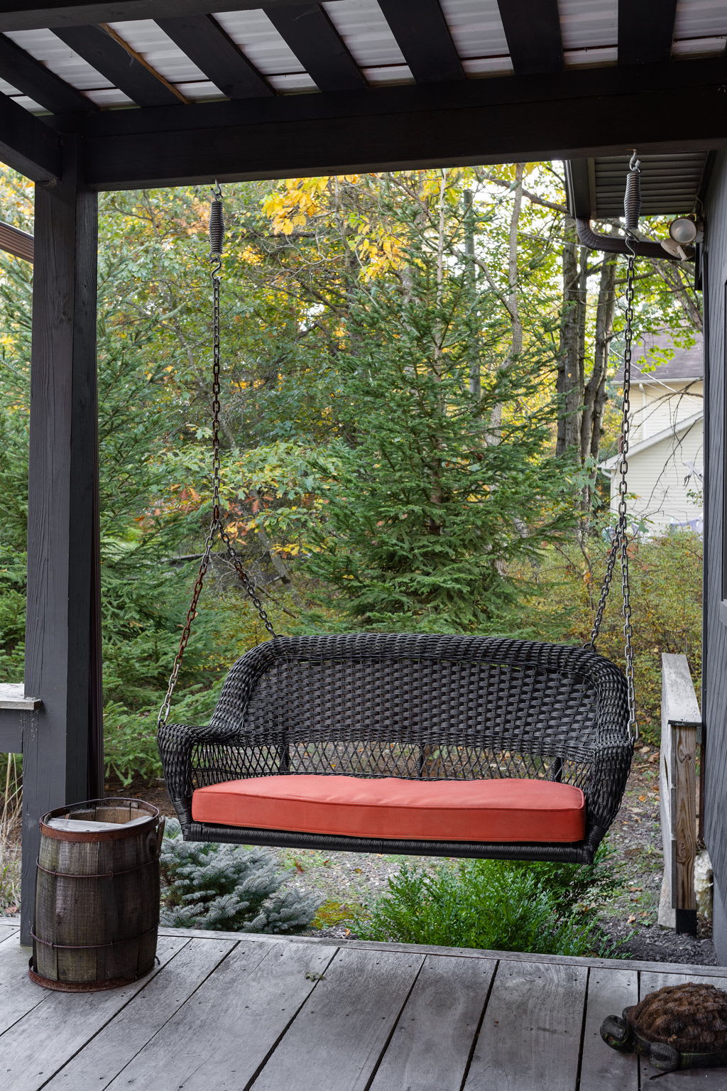 Relaxing Covered Patio Swing – Enjoy the fresh air and peaceful views from this comfortable outdoor swing.