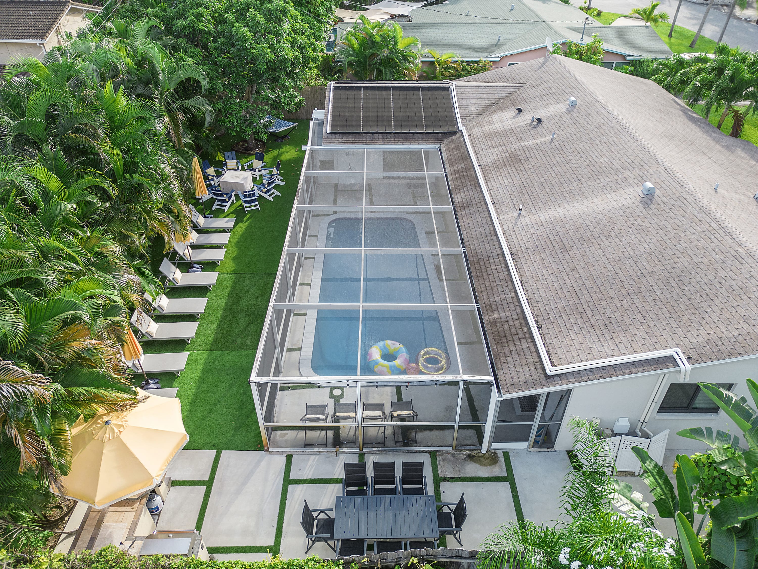 Aerial View of Backyard Pool Paradise!