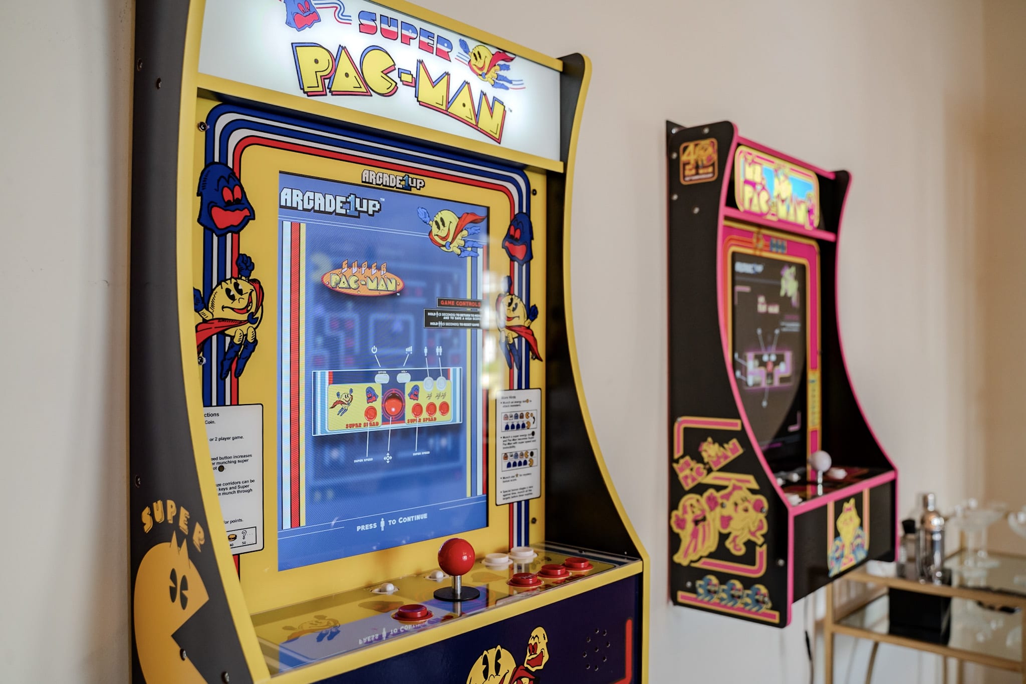 Did someone say arcade games? Super Pac Man and Miss Pac Man