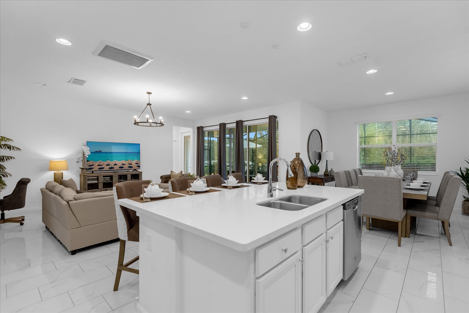 Stylish Living And Dining Area Designed For Comfort And Functionality