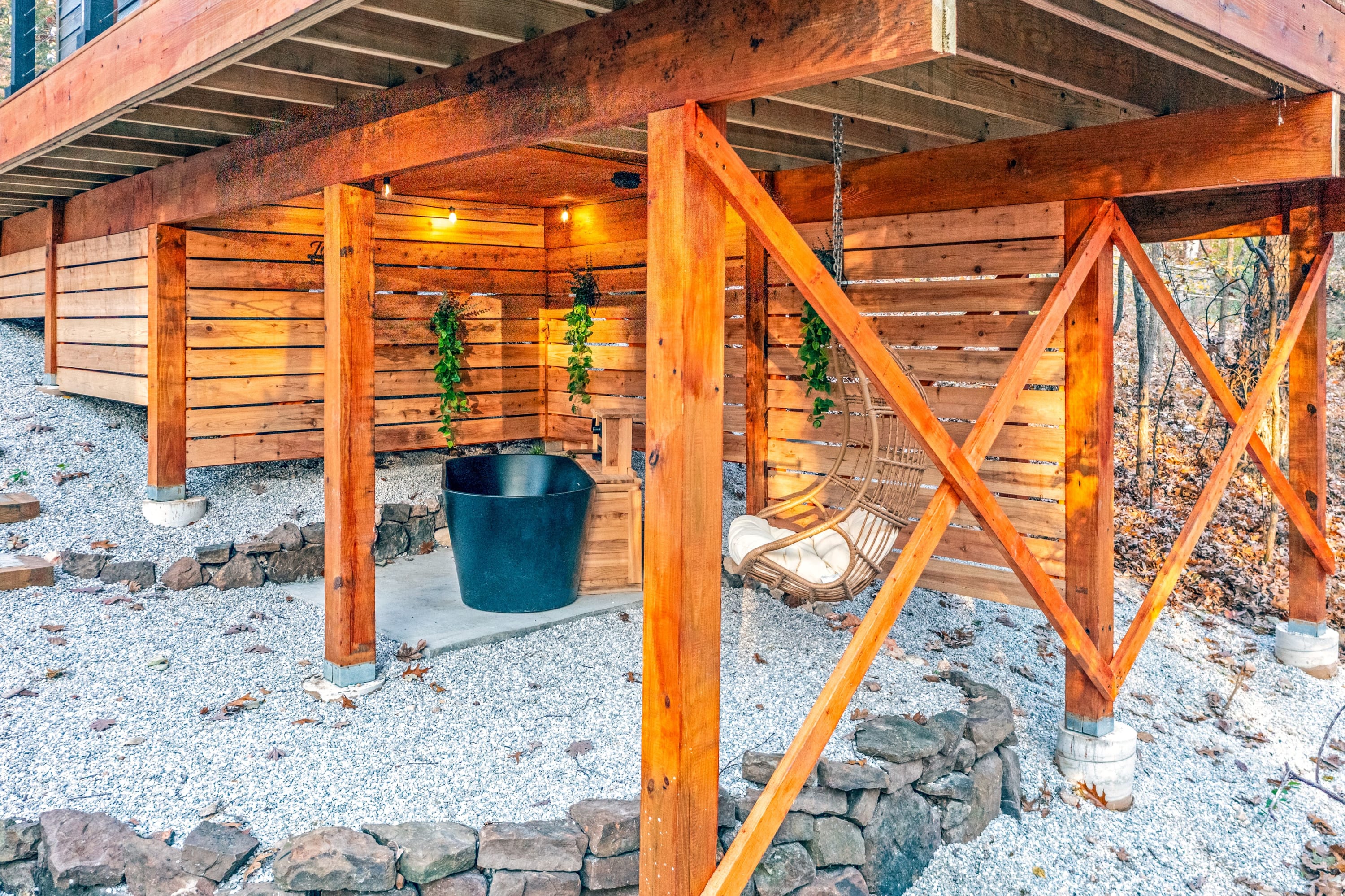 Soak away the stress with our outdoor bath tub.