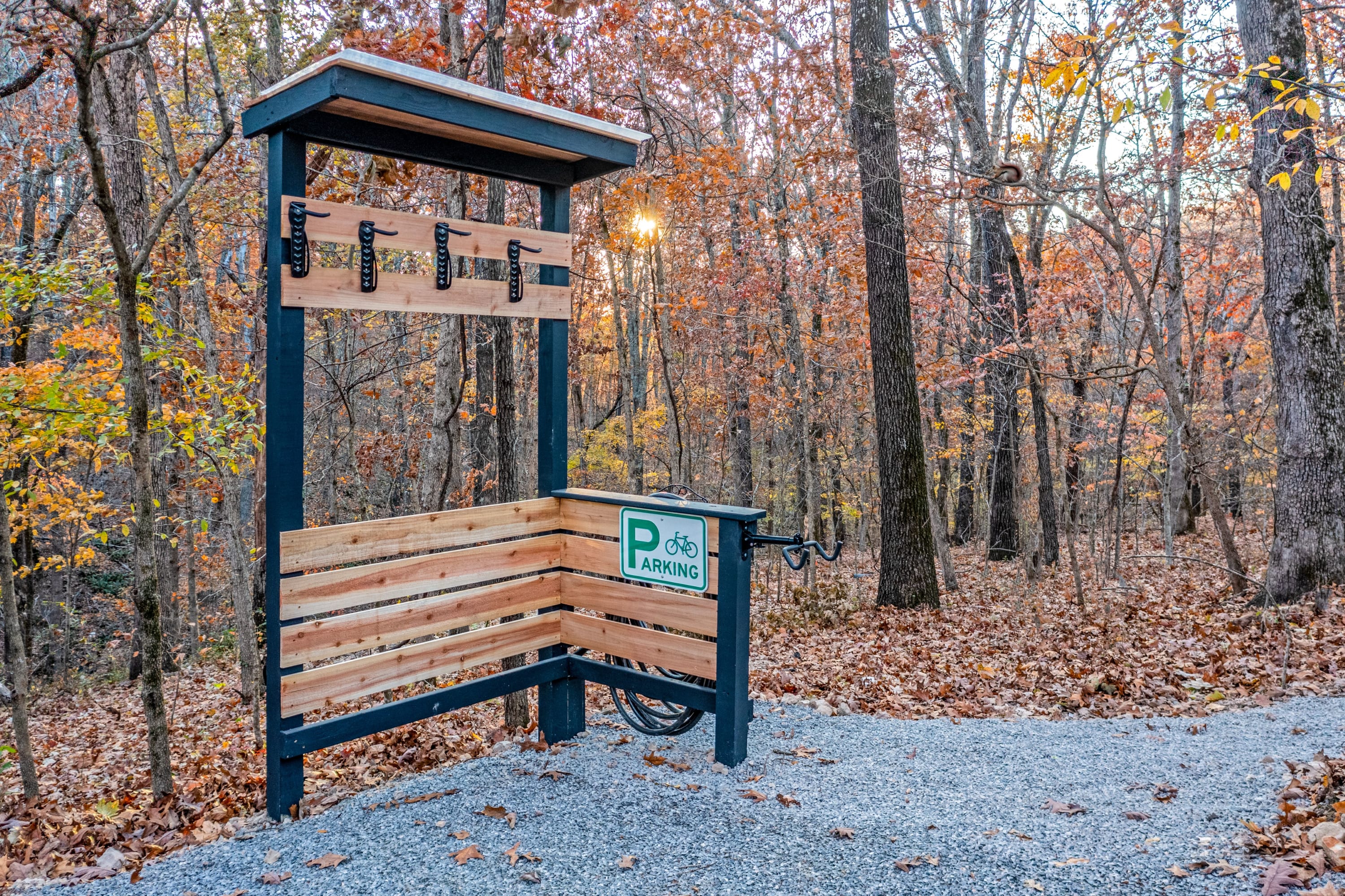 Hang the bikes and spray them down after a day on the trails.