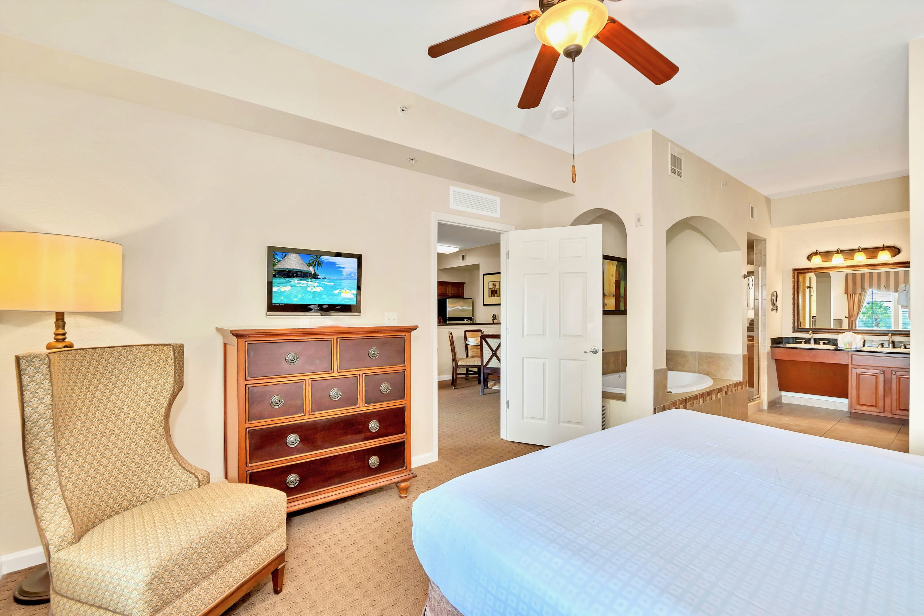 Spacious Master Suite With King Bed And Direct Access To Luxurious Bathroom