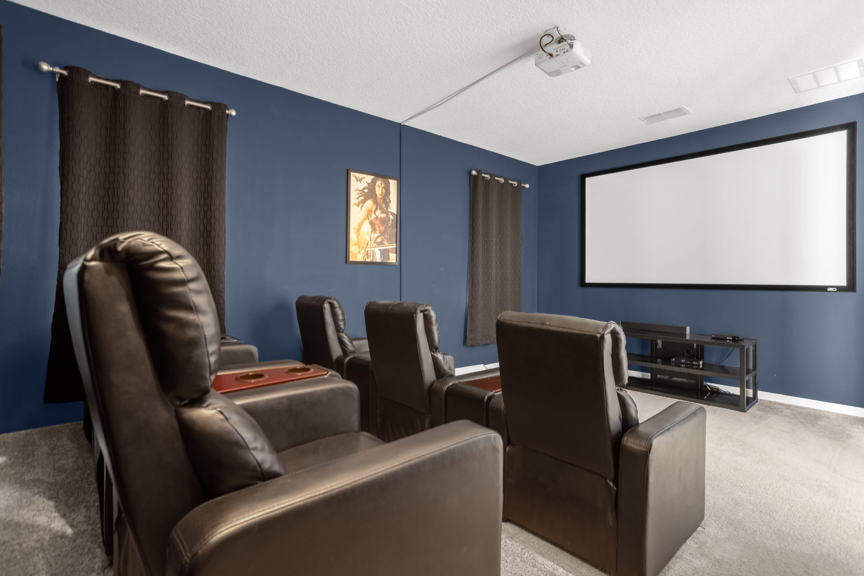 Movie nights will never be the same after you watch a flick on our giant projection screen from the comfy cinema seating in the in-house movie theatre.