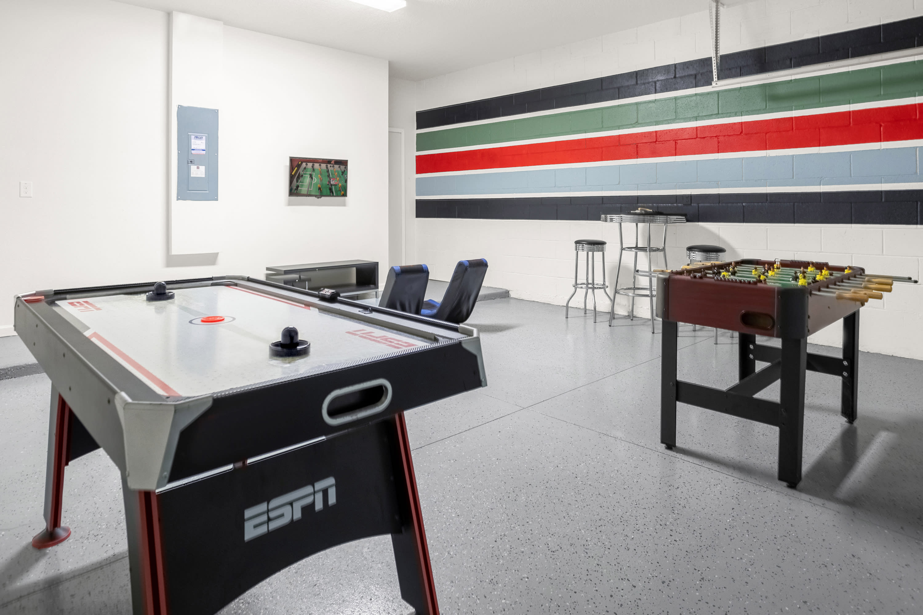 Garage-turned-games-room featuring family favourite games!