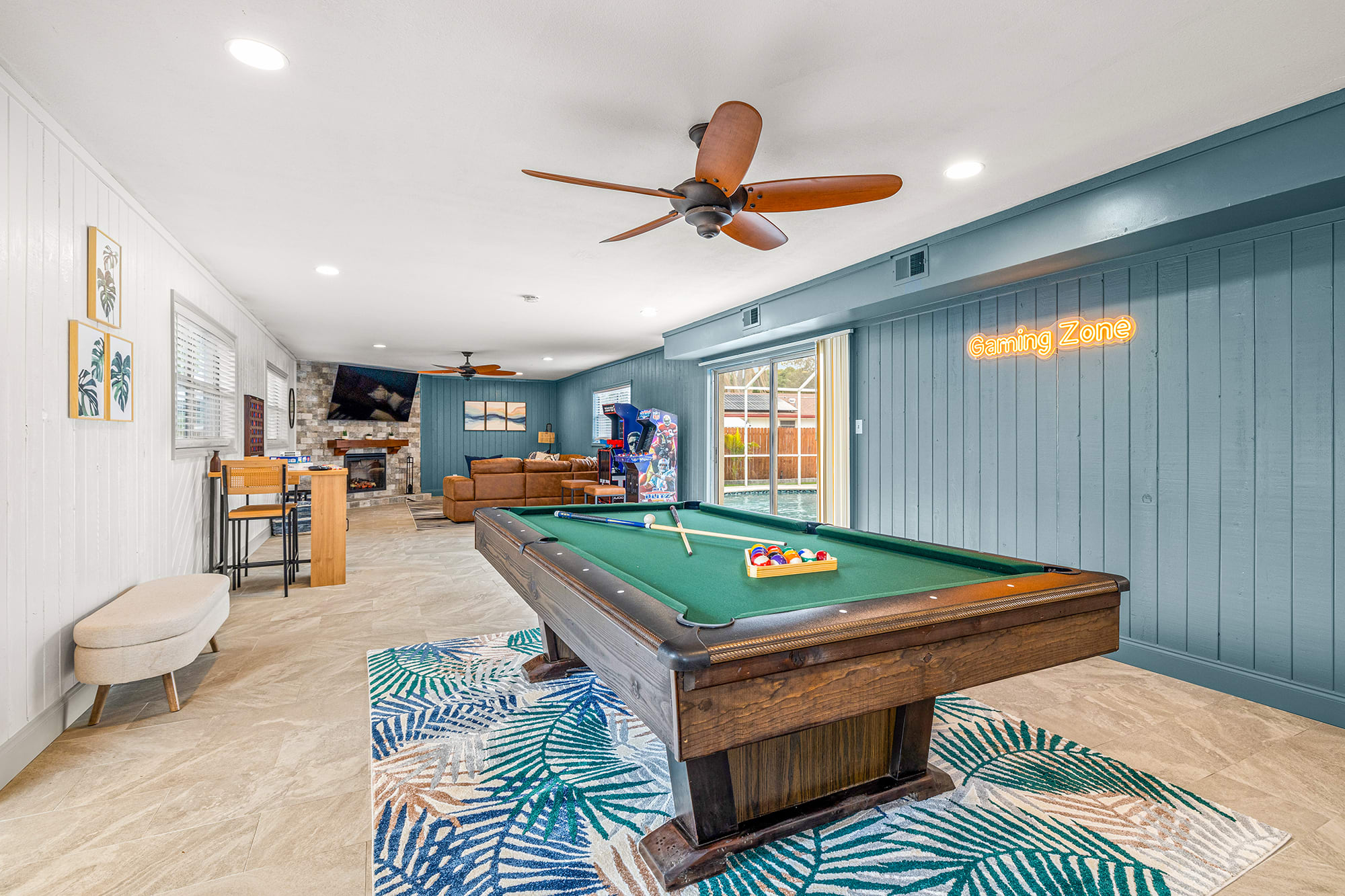 Game room with Pool Table, Skee Ball, Arcade Games and Board Games