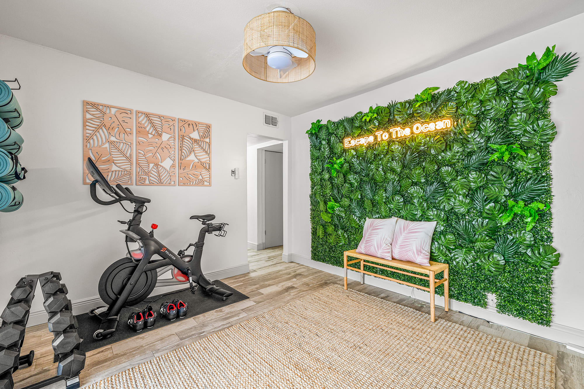 Workout Room with Peloton and Free Weights