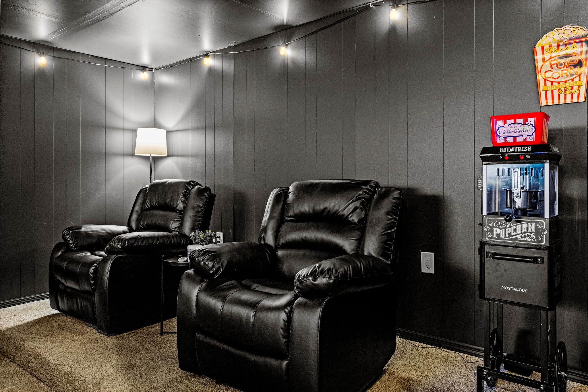 Kick back in these premium recliners, designed for the ultimate relaxation while watching your favorite films.