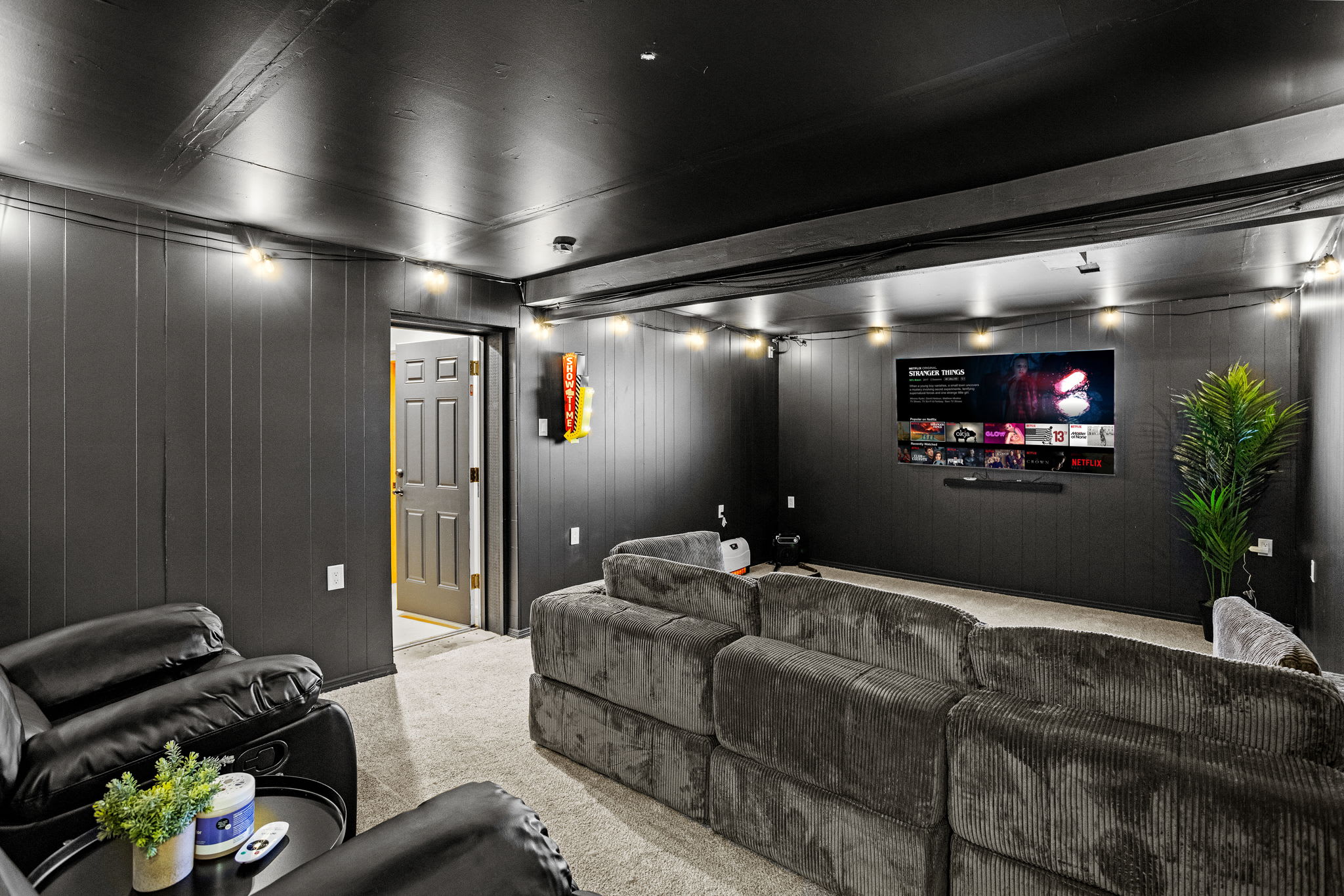 Whether you’re watching sports or a blockbuster, this entertainment space is set up for an uninterrupted, comfortable experience.