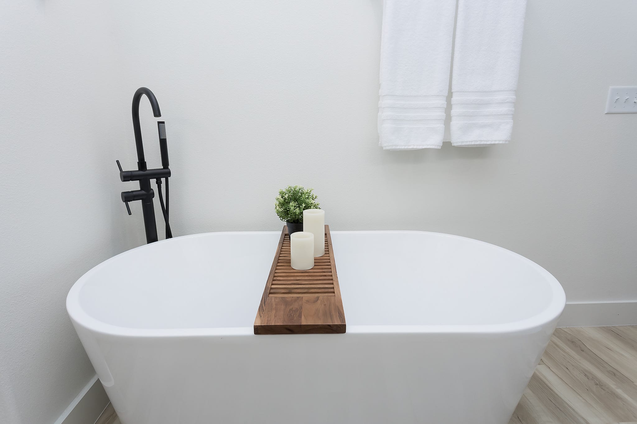 Free standing tub in the ensuite bathroom.