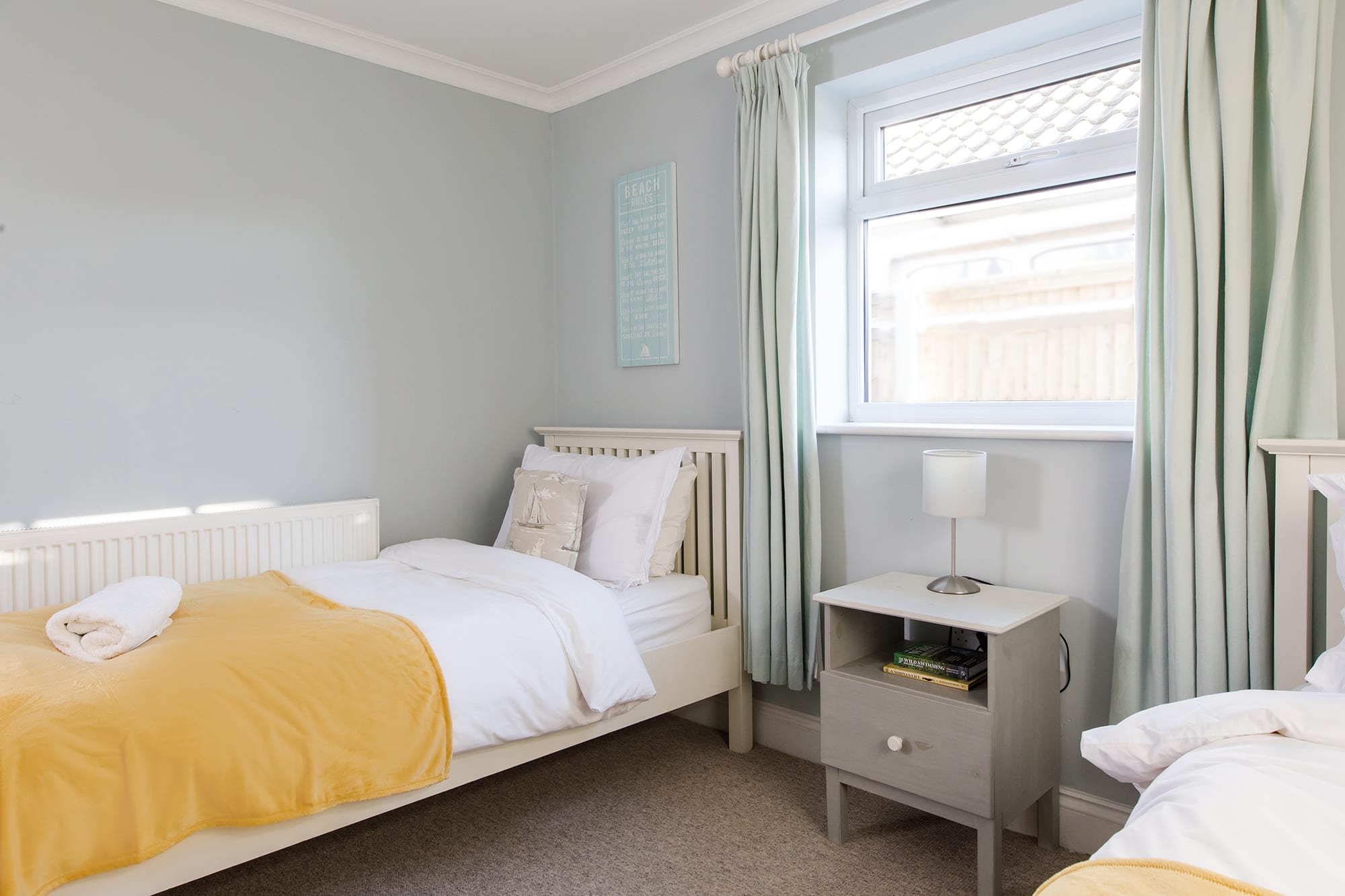 The downstairs twin is light and bright.