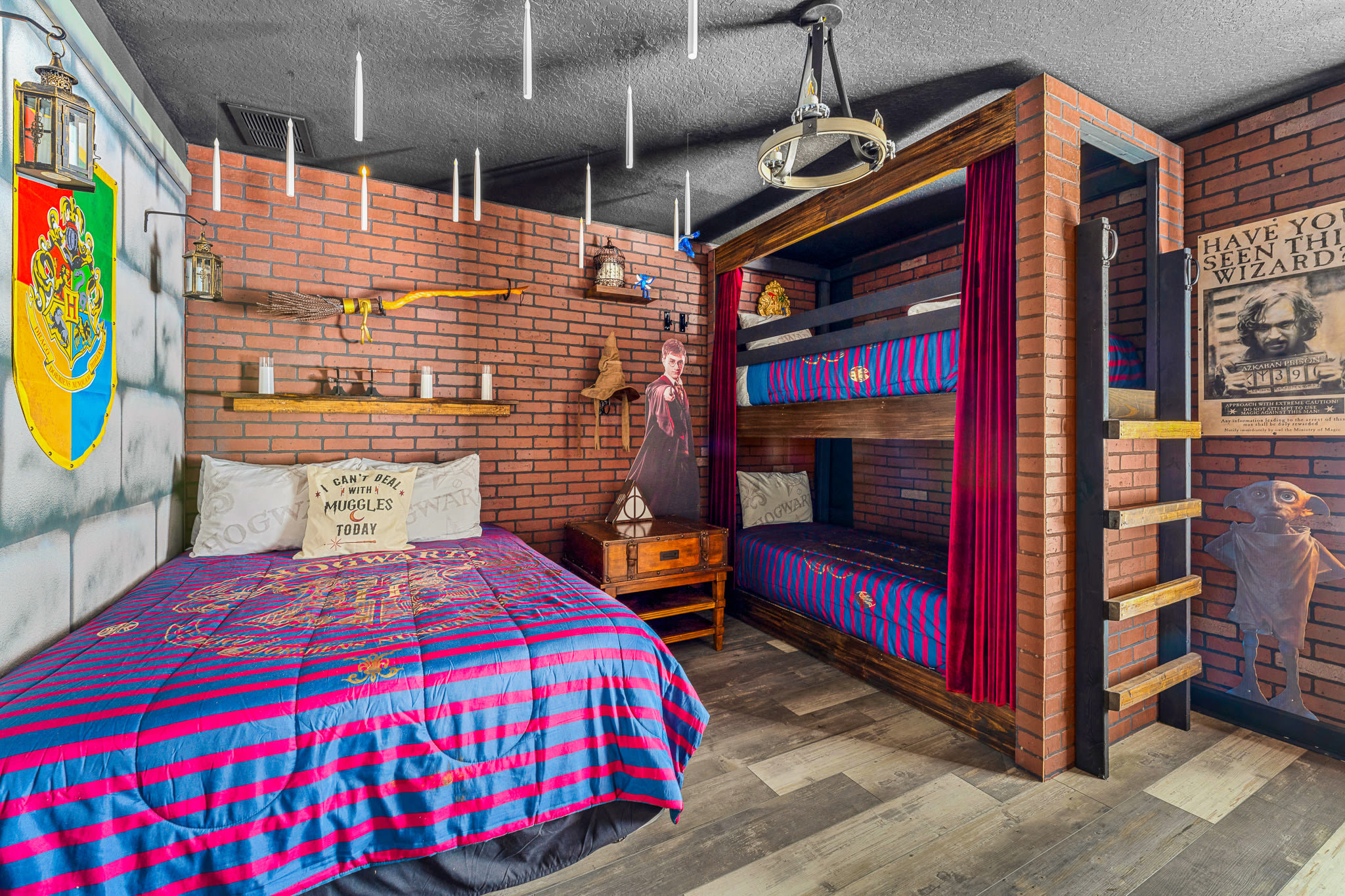 Colorful bunk room designed for fun sleepovers and shared stays
