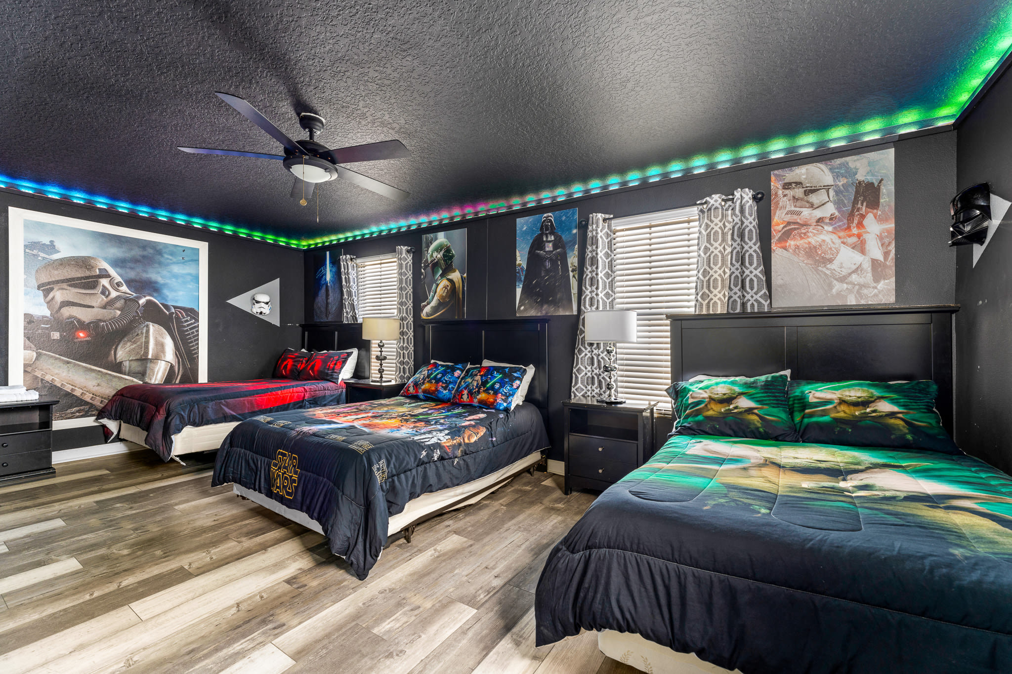 Themed bedroom w/ LED lighting for a fun, immersive stay.