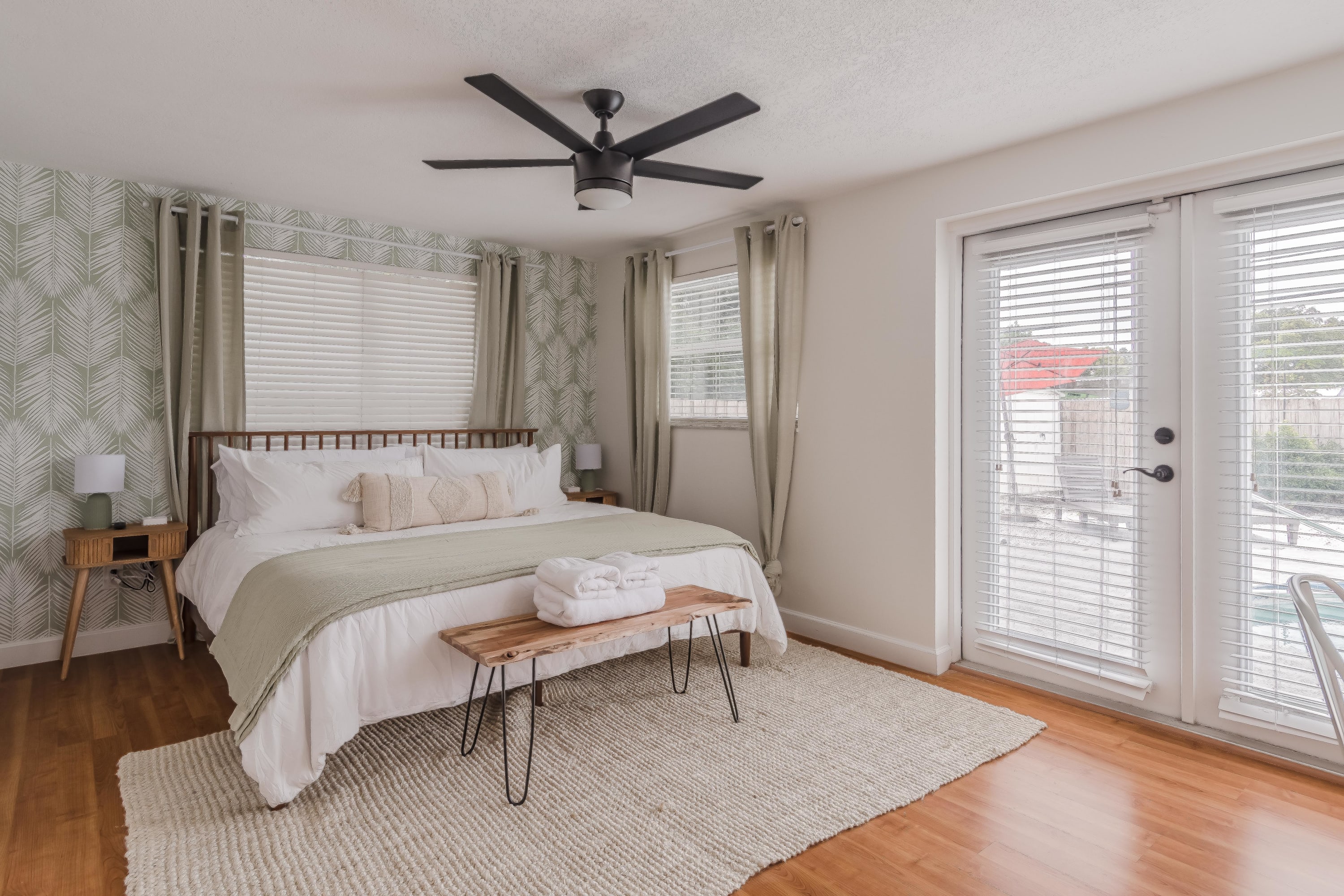 Serene bedroom w/ soft tones and a relaxing, uncluttered feel
