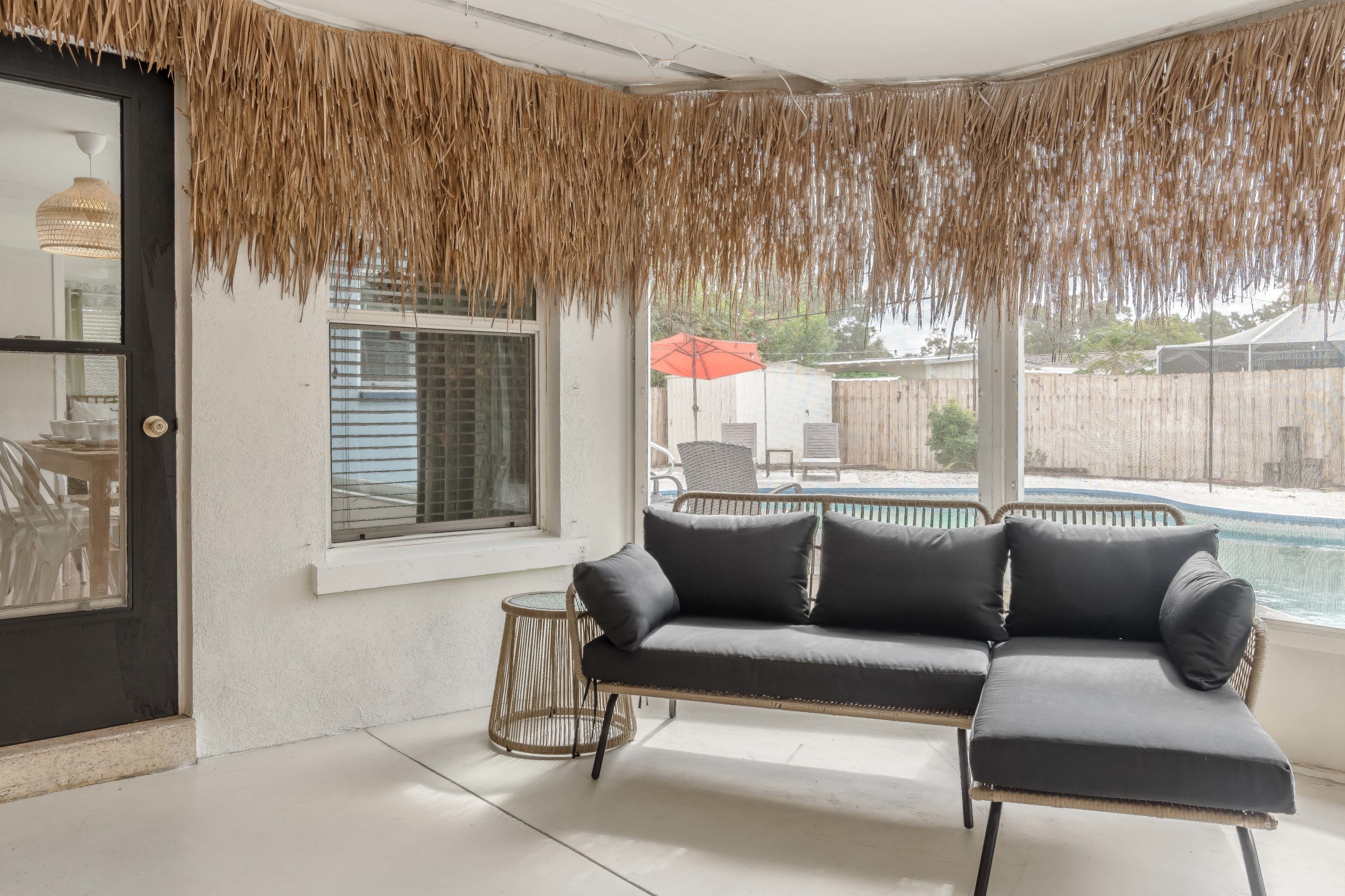 Outdoor sofa setup ideal for relaxing in the shade