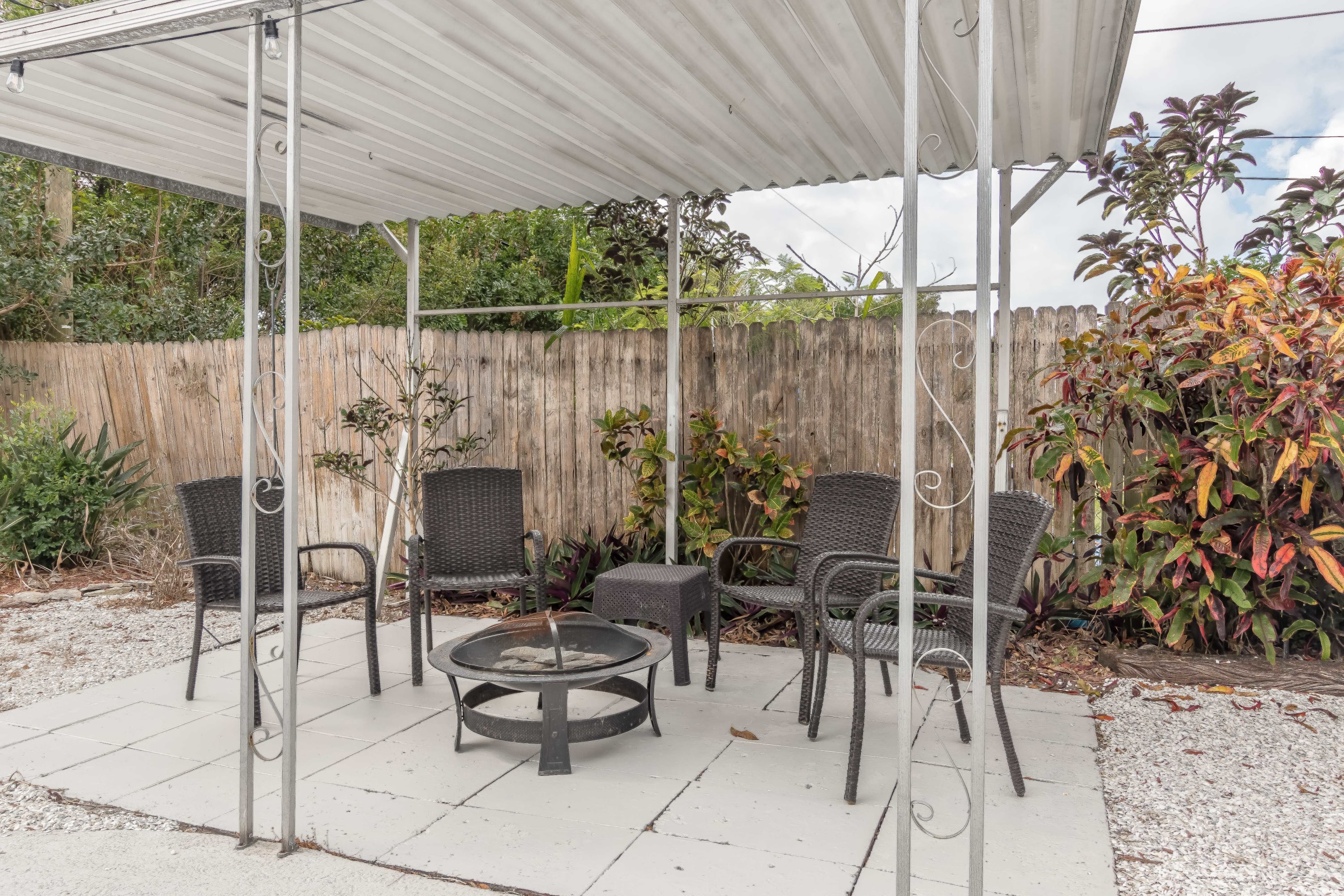 Patio dining area set up for easy outdoor meals
