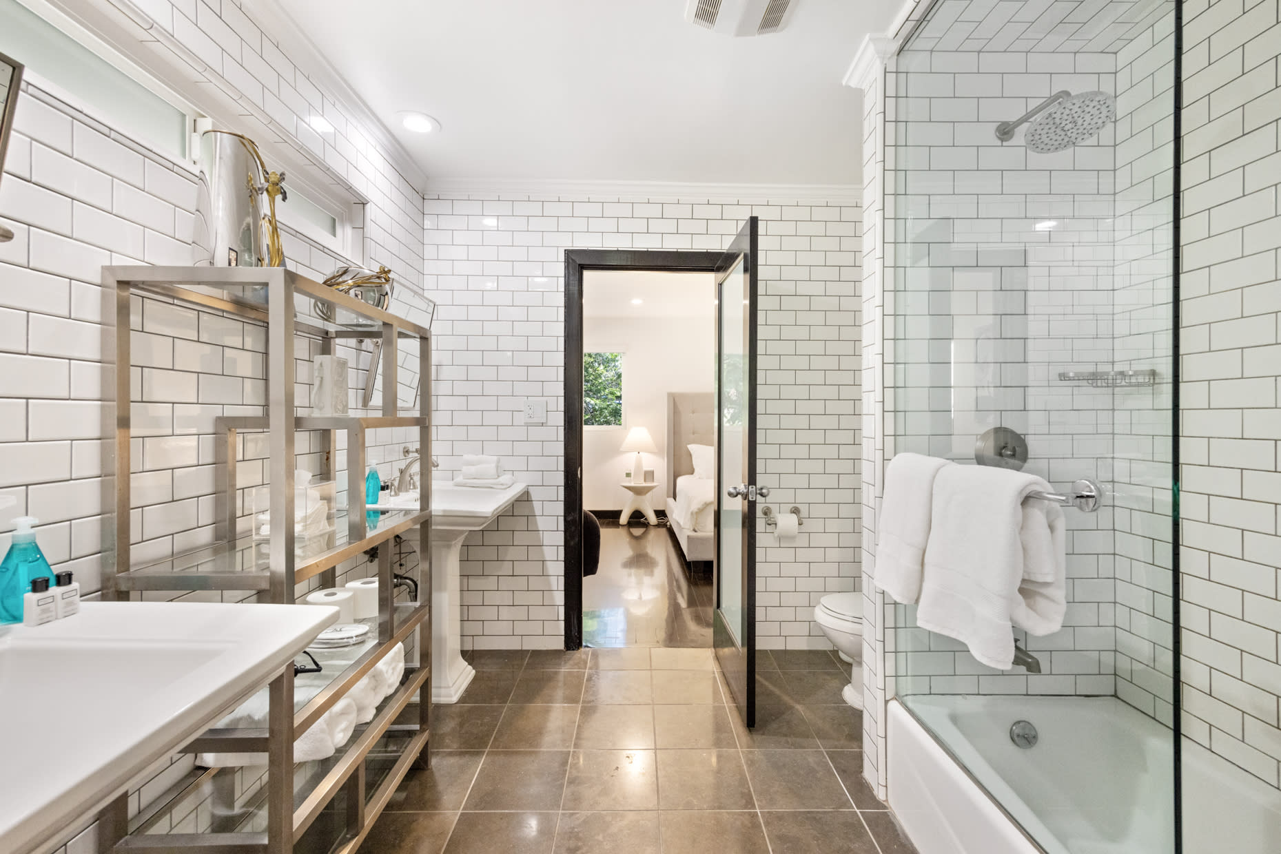 Experience ultimate comfort and elegance in our well-appointed bathroom, designed to offer a tranquil and indulgent escape.