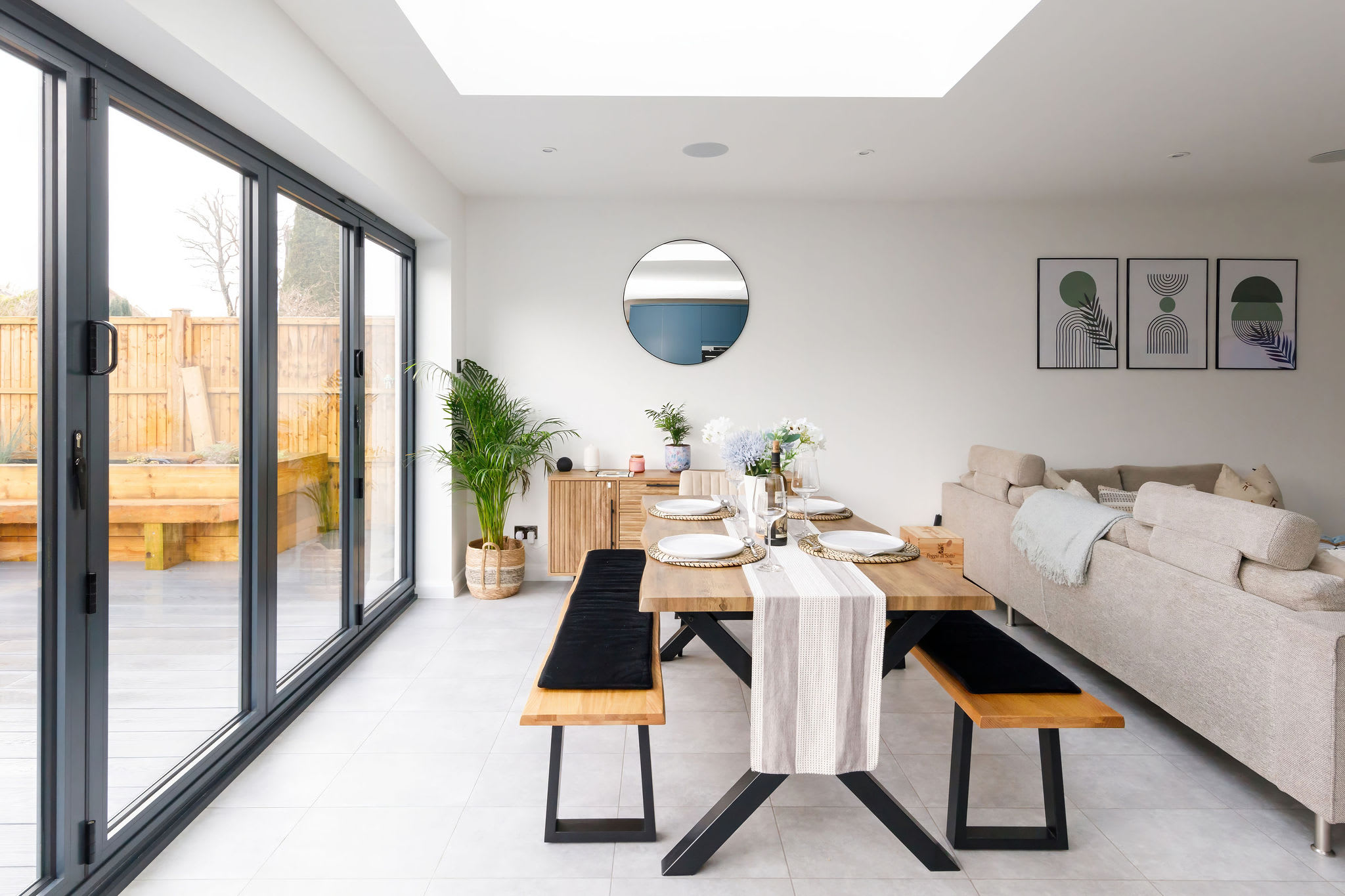 Open plan living with bi-fold doors to discover a wonderful outside area.