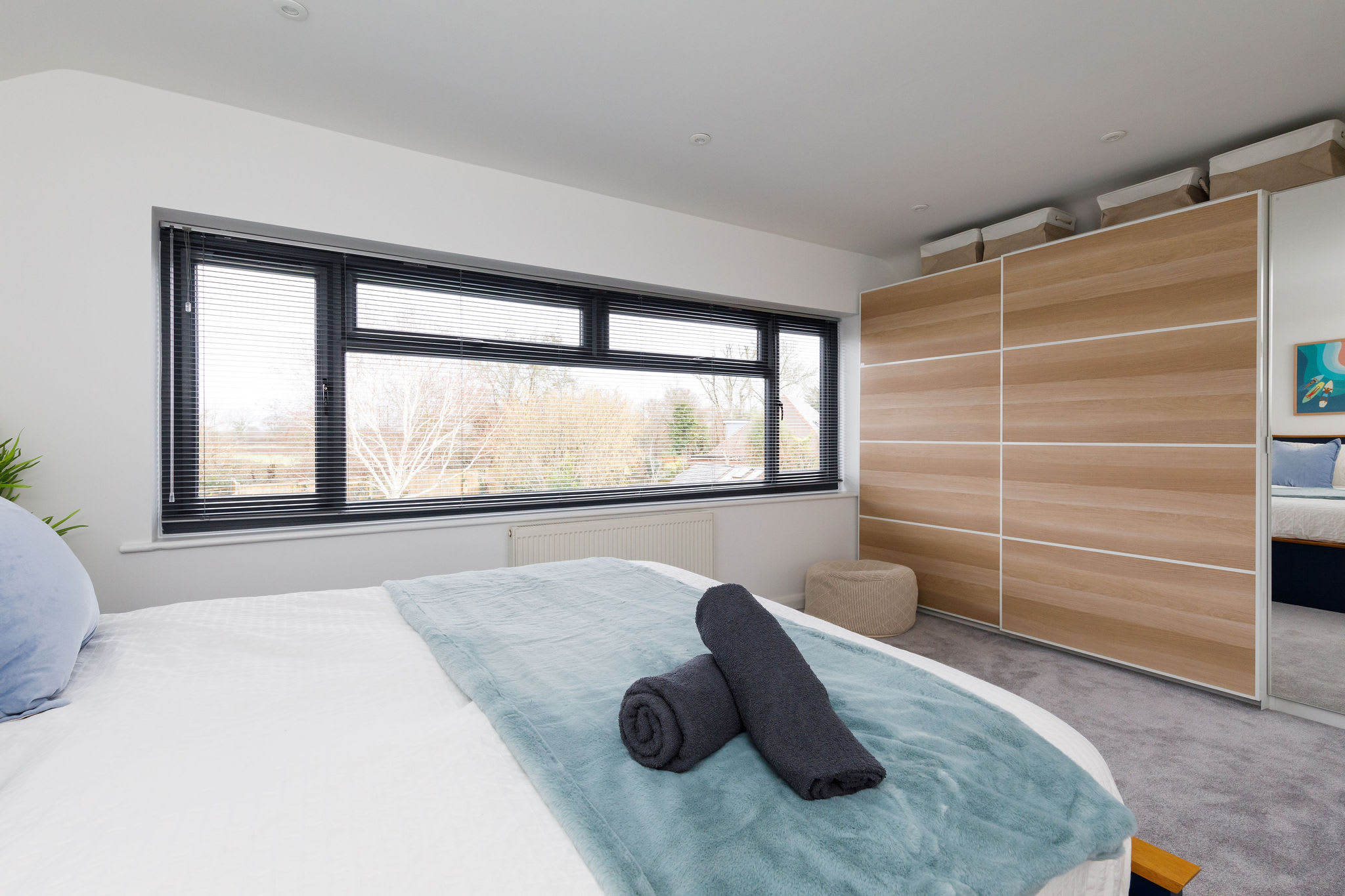 There is ample storage space in the built in wardrobes for all your personal belongings.