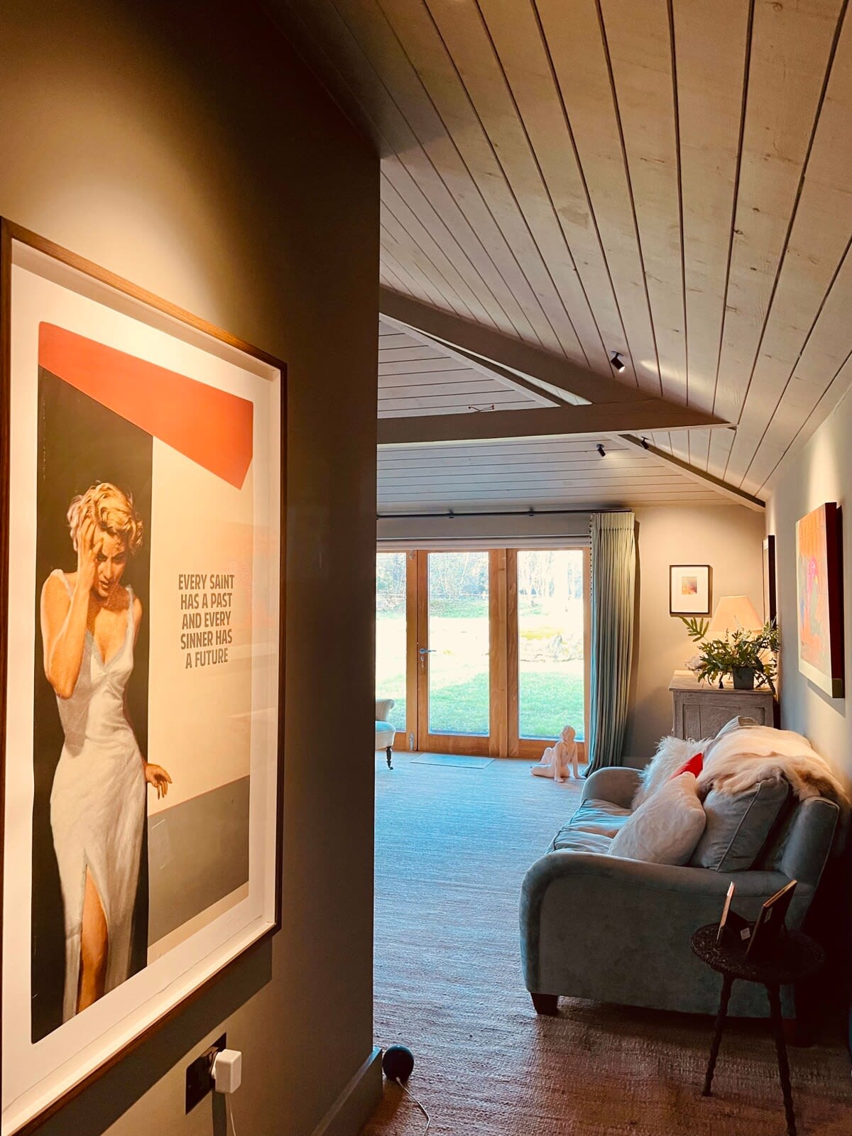 The master bedroom looks out to the expansive garden.