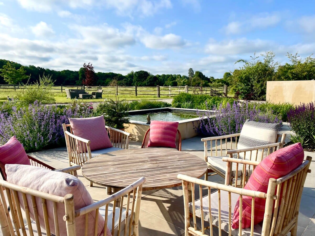 Outdoor dining furniture for al fresco meals.