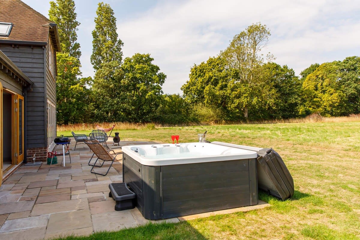 The hot tub is professionally maintained between guests.