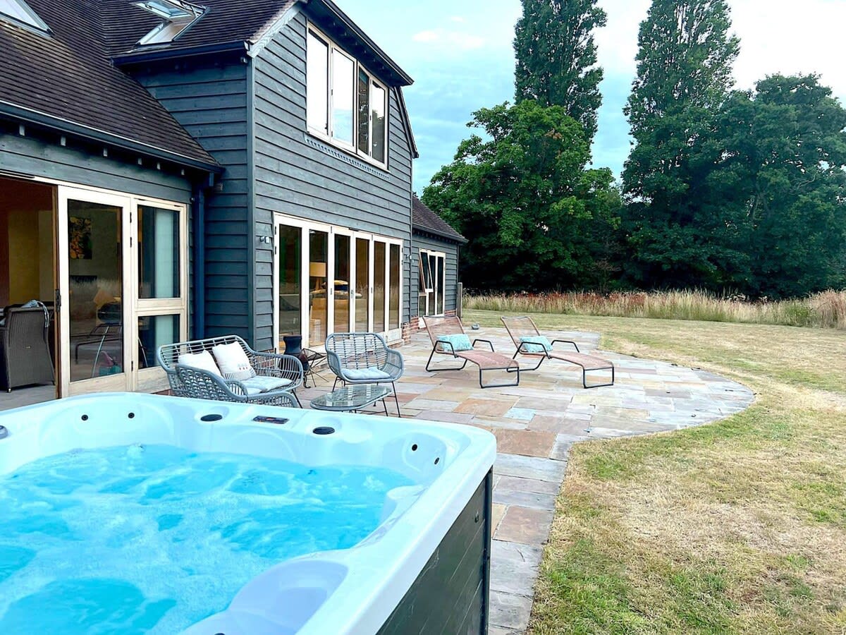 Spend your evenings relaxing in the hot tub as the sun sets.