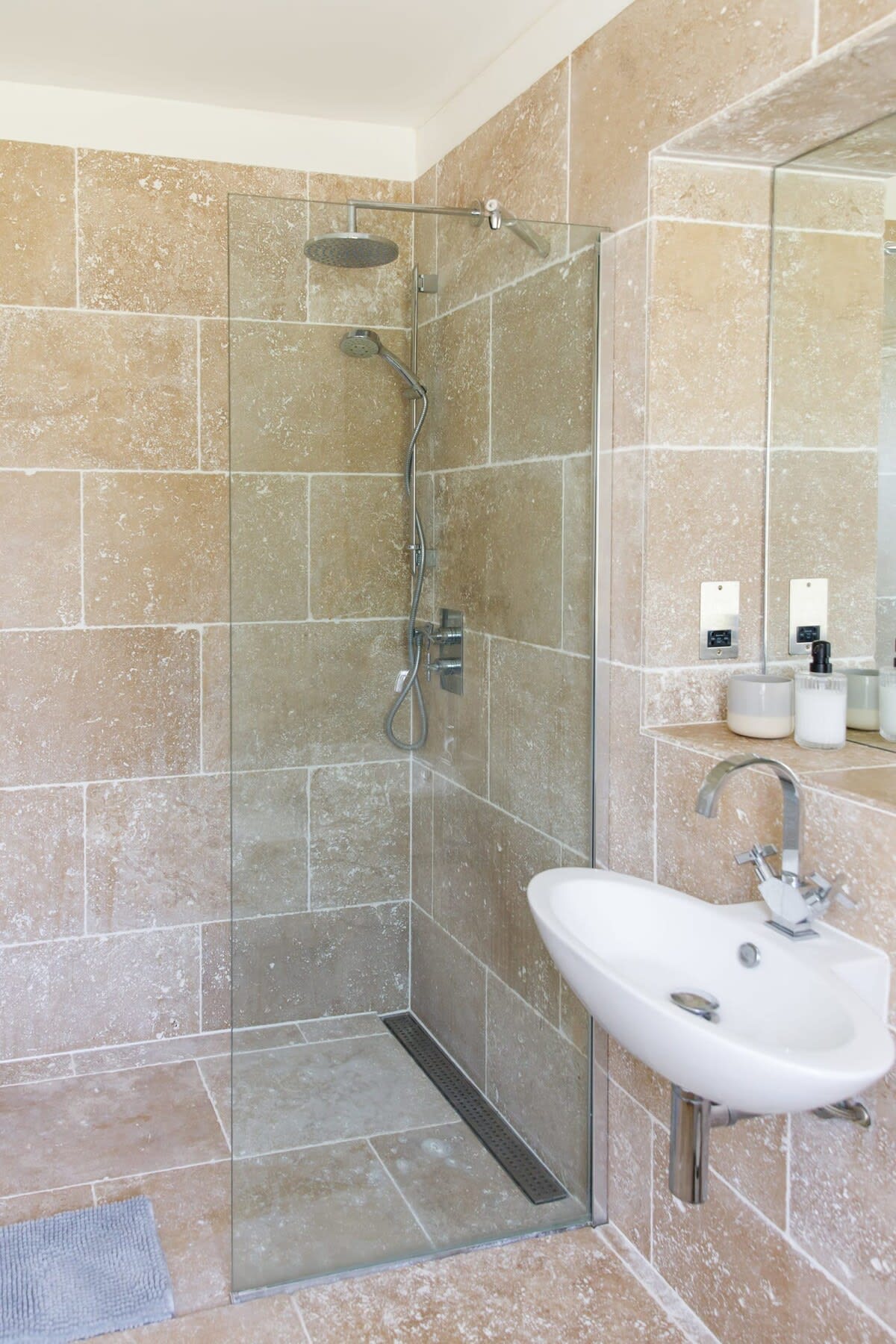 The shower ensuite serves the downstairs king room.