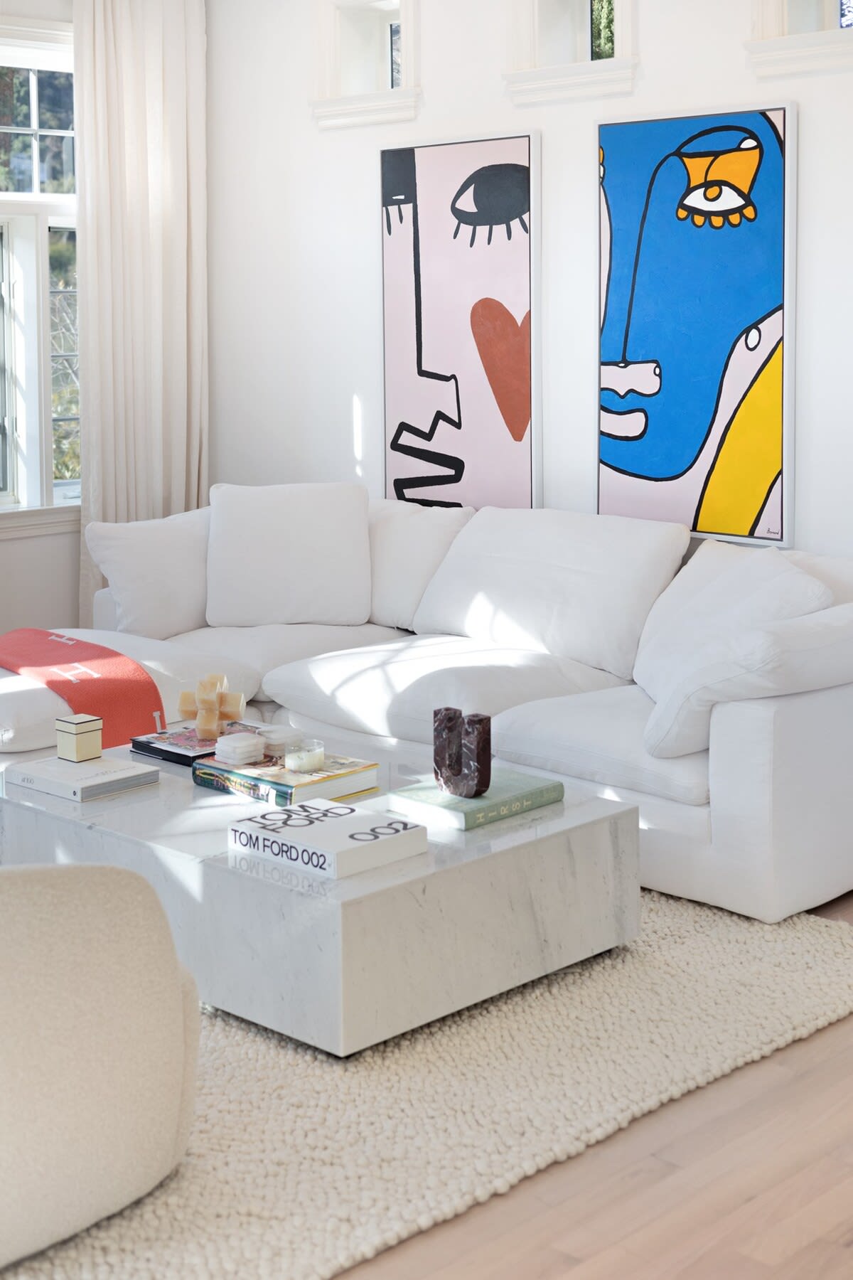 Take a seat on the comfortable living room sofa