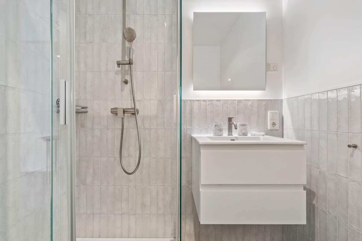 Sleek, contemporary bathroom offering spa-like tranquility.