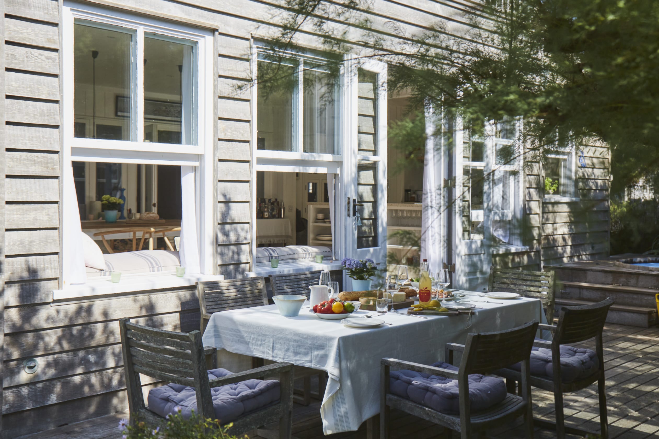 Dine alfresco on warmer days and take in the sounds and smells of the seaside.