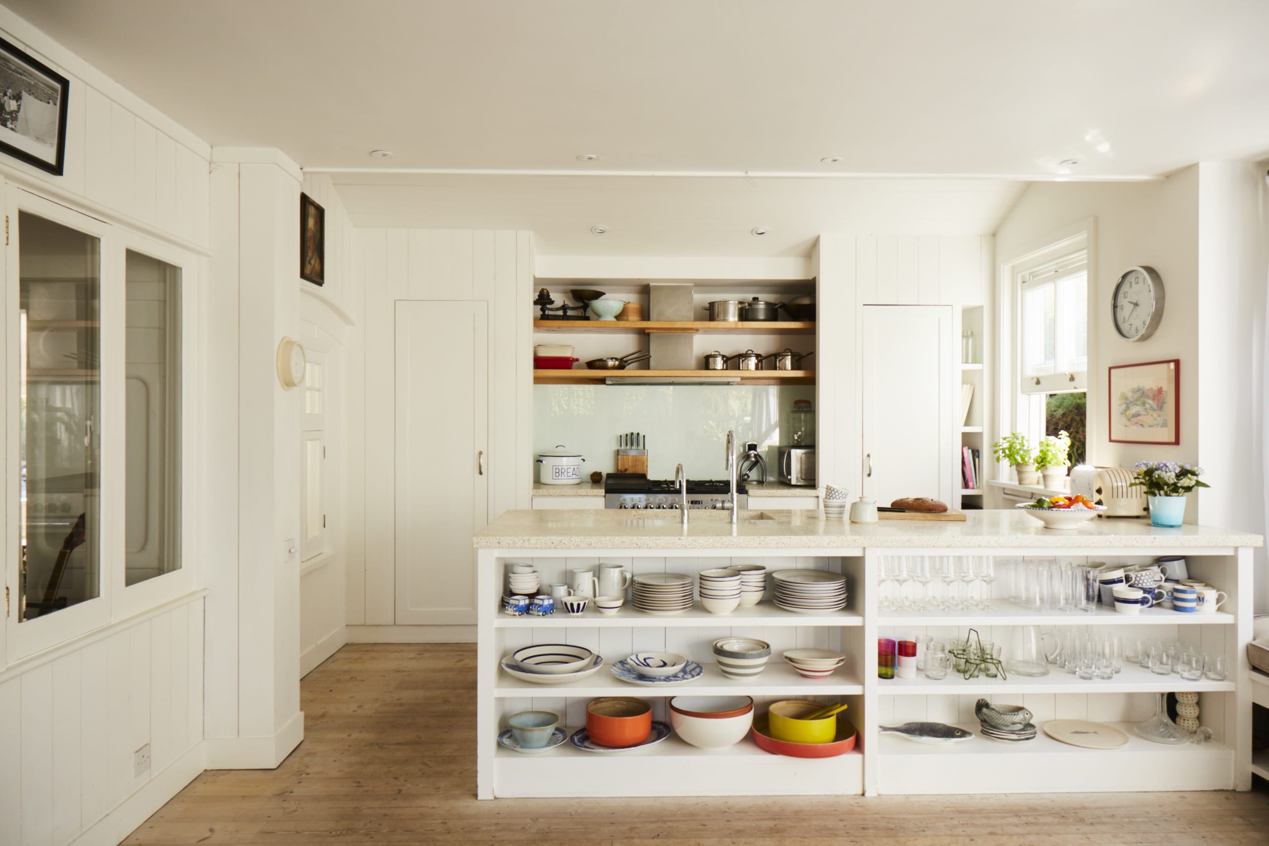 Chic, coastal interiors run throughout the home.