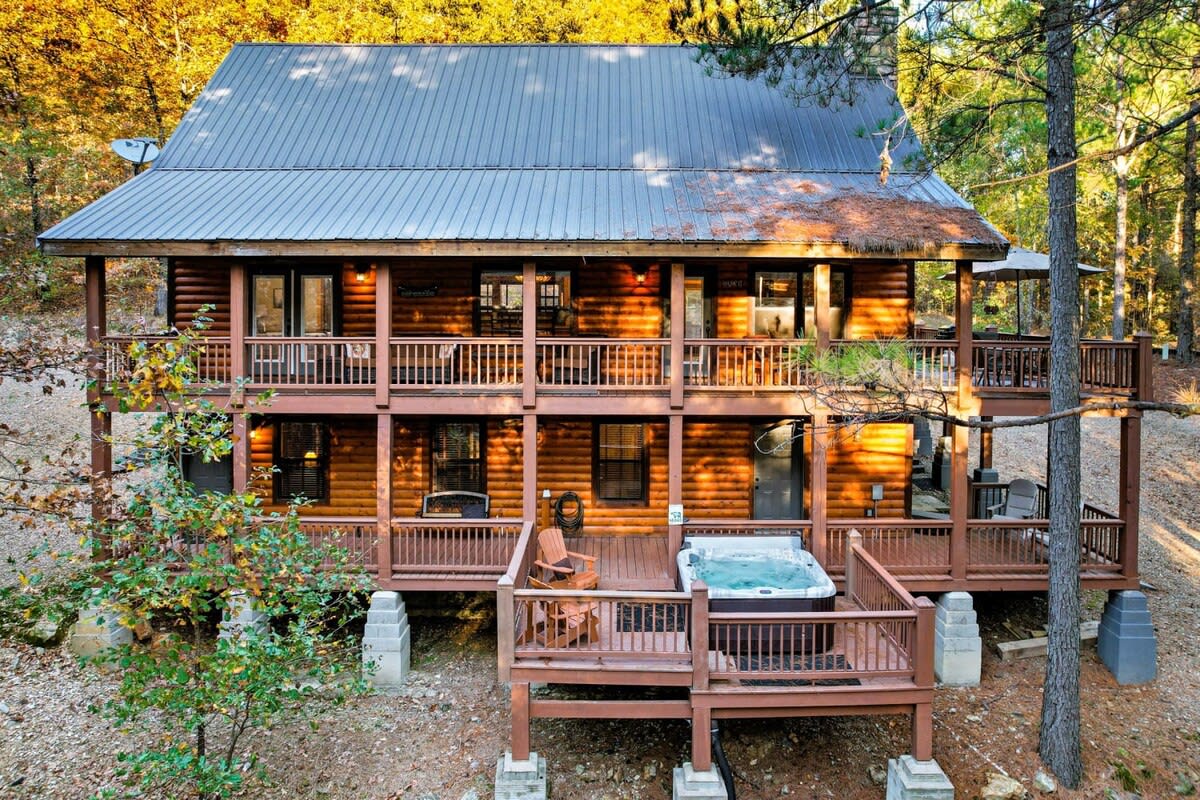 New! Creekside Cabin w/ Spa + Views, Sleeps 12!