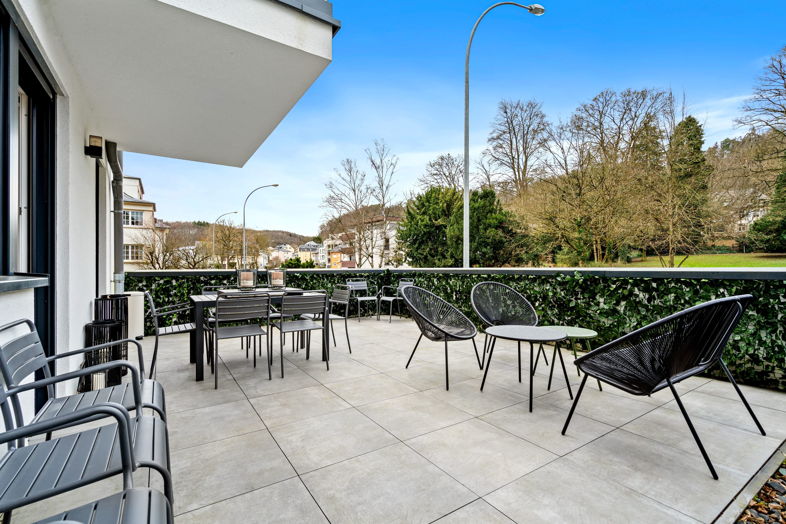 Bask in serene moments on this spacious balcony.
