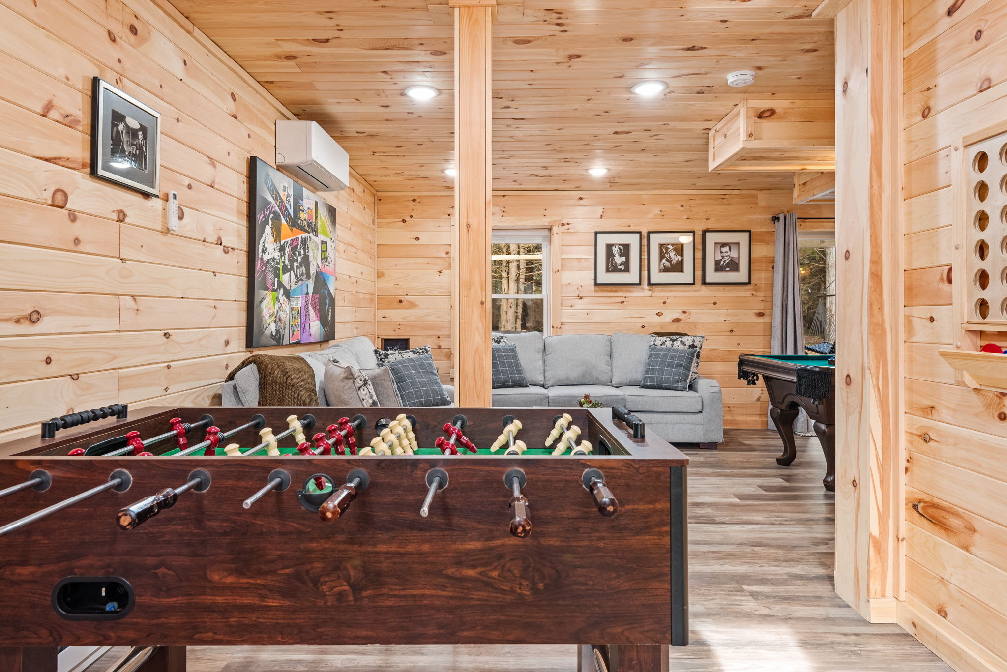 From foosball to vintage arcades to a full lounge and pool table just steps away, this game room is every group’s dream hangout zone.